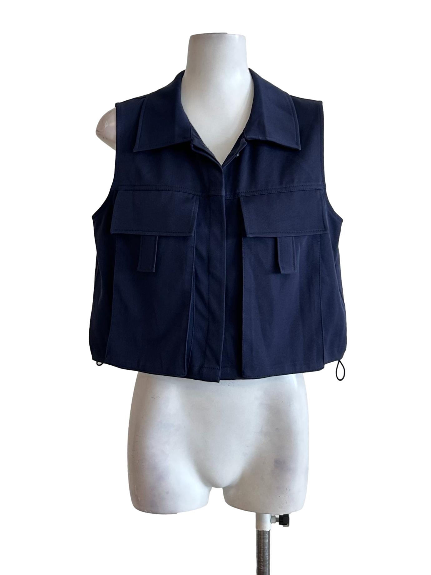 Dark Blue Cropped Collar Shirt