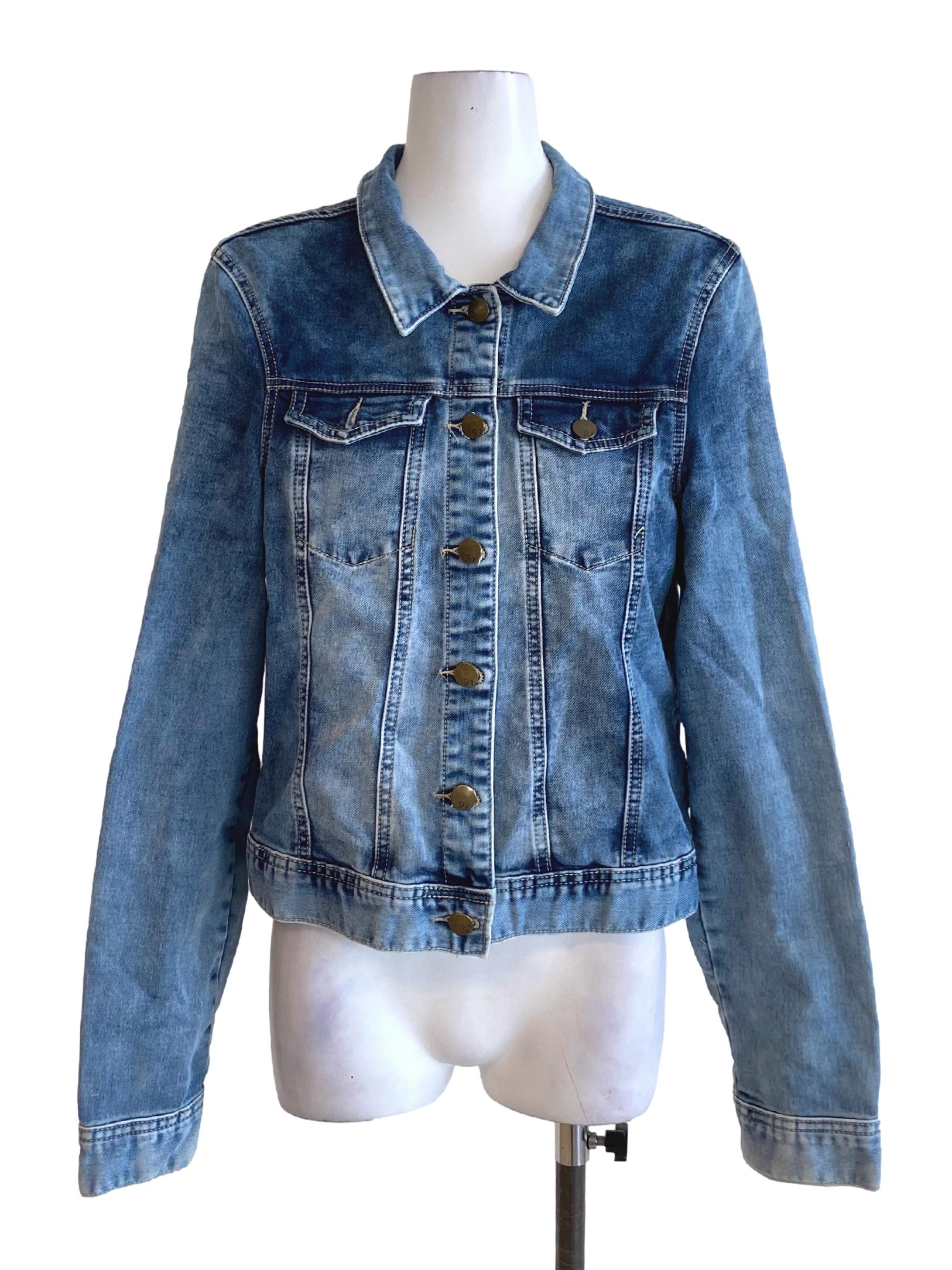 Blue Ombre Long Sleeve Buttoned Down Denim Jacket