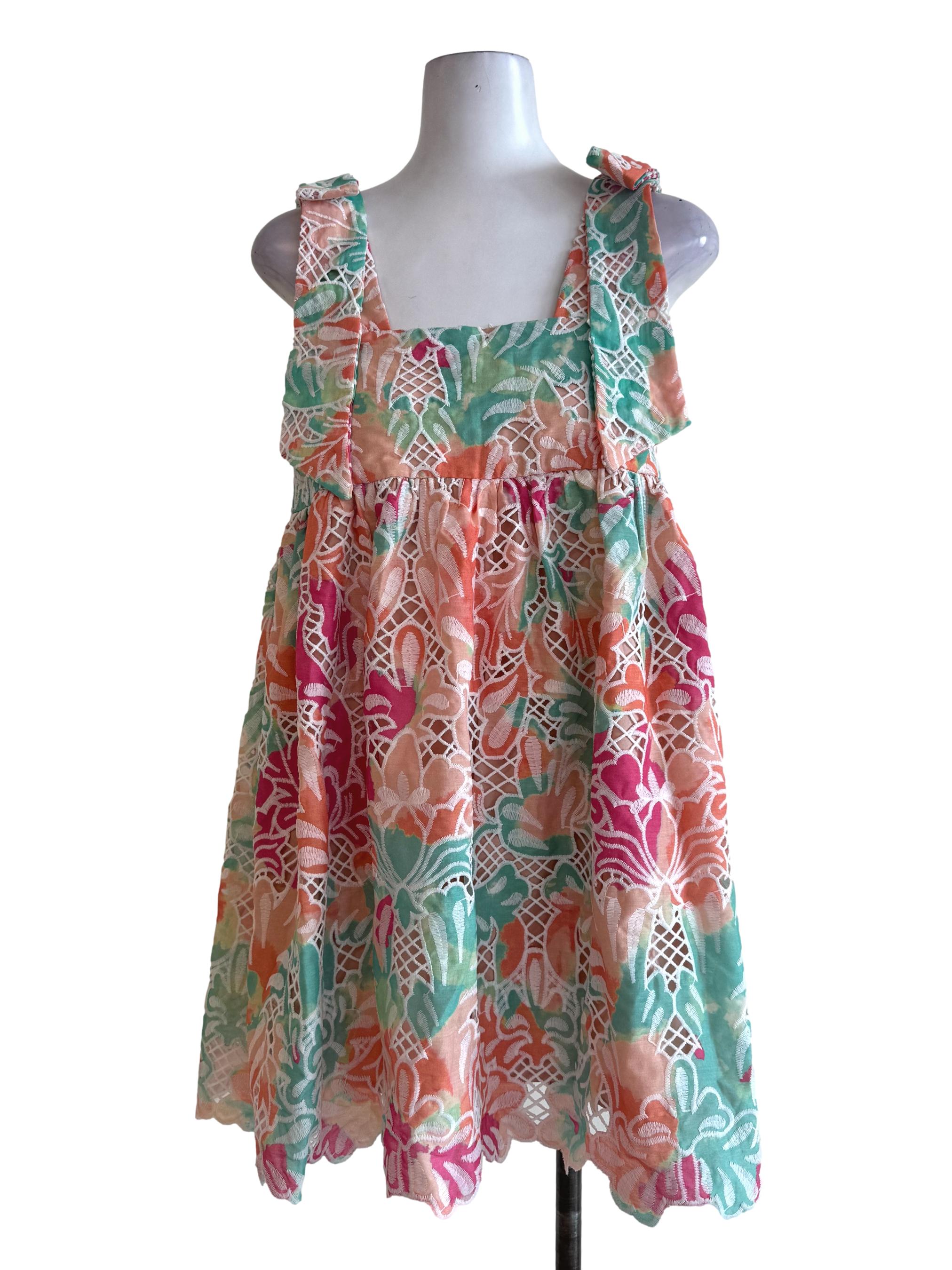 Multi-Color Embroidery Empire Dress