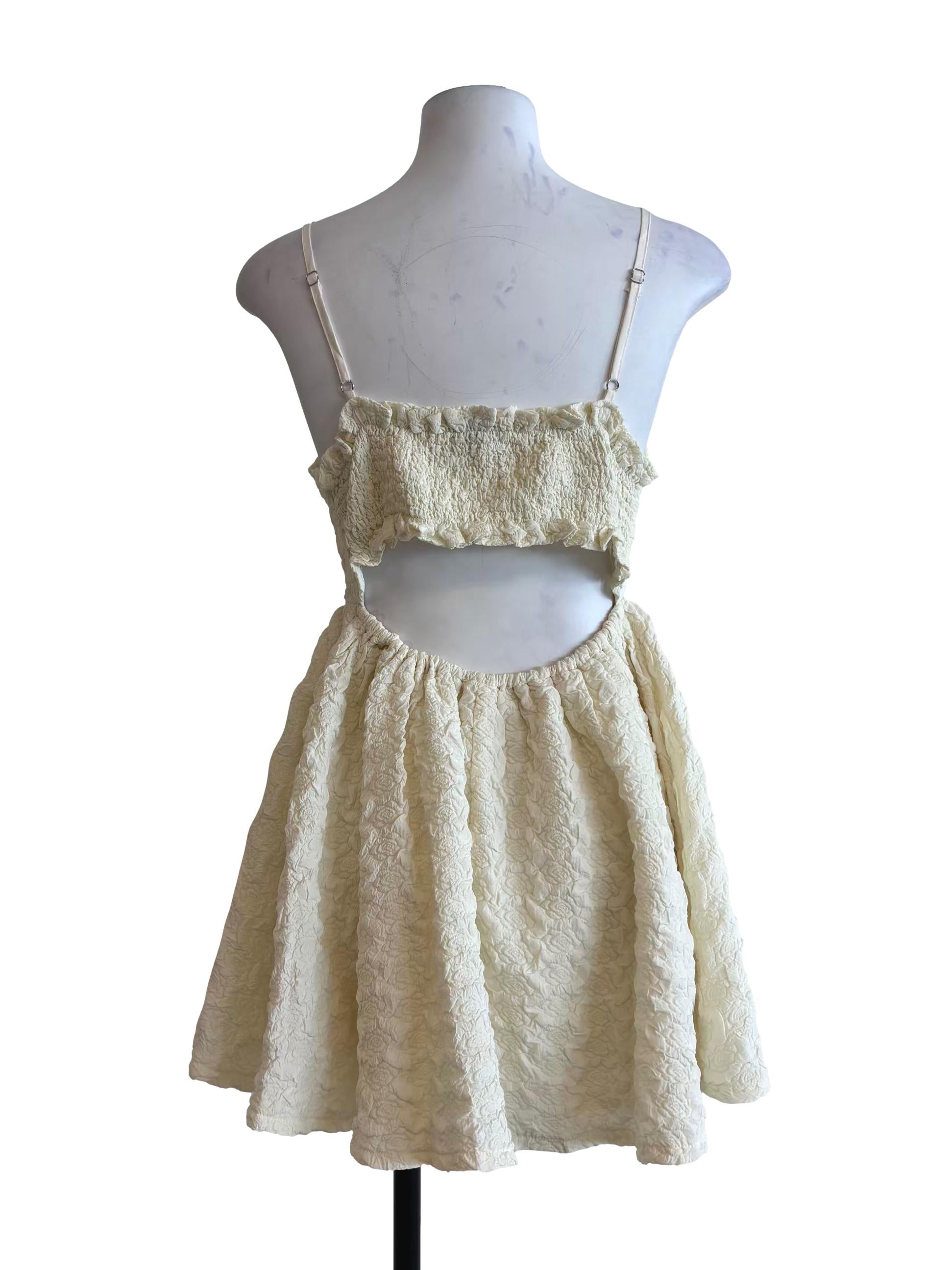 Cream White Mini Popcorn Dress