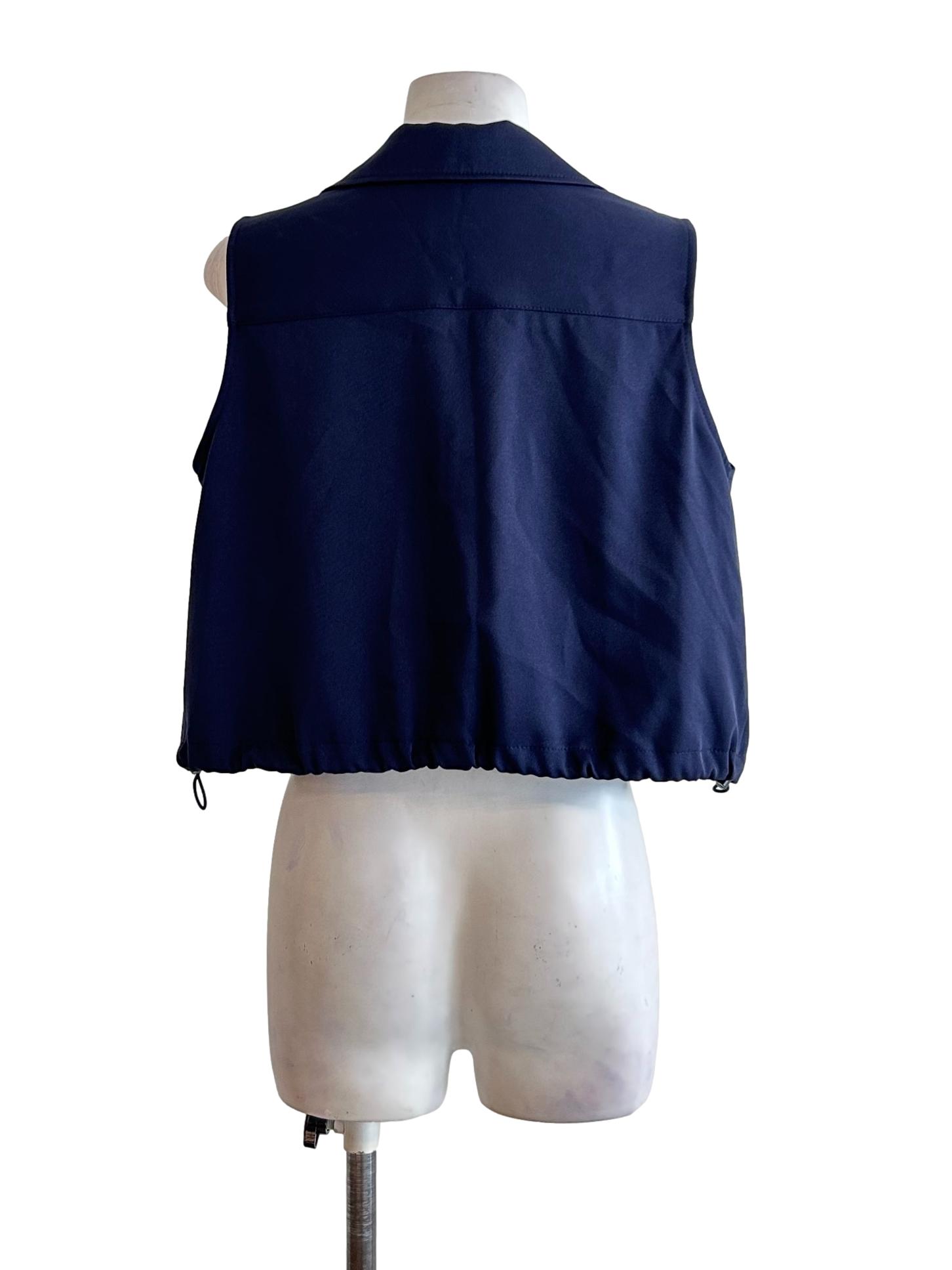 Dark Blue Cropped Collar Shirt