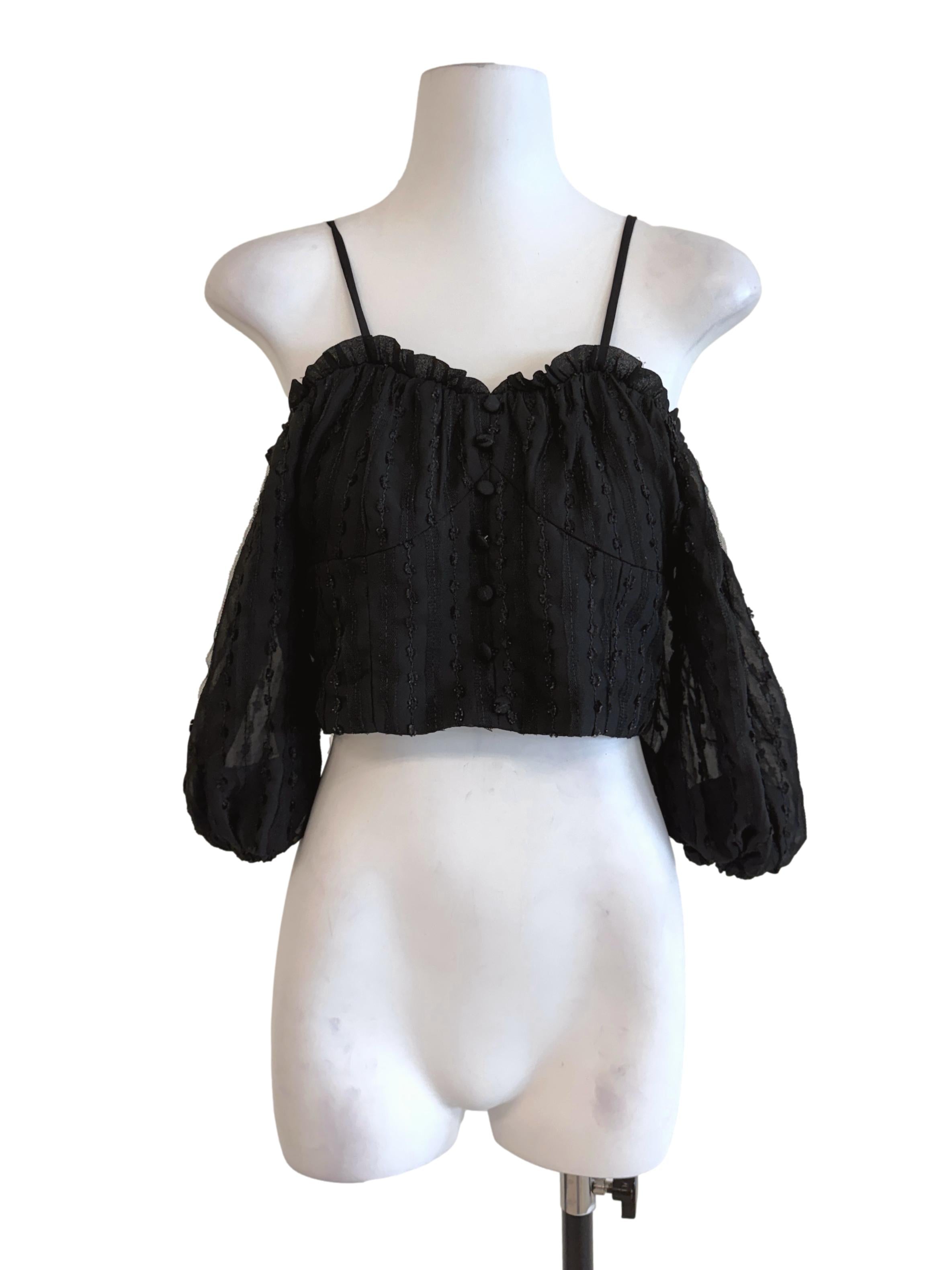 Black Off-Shoulder Crop Top