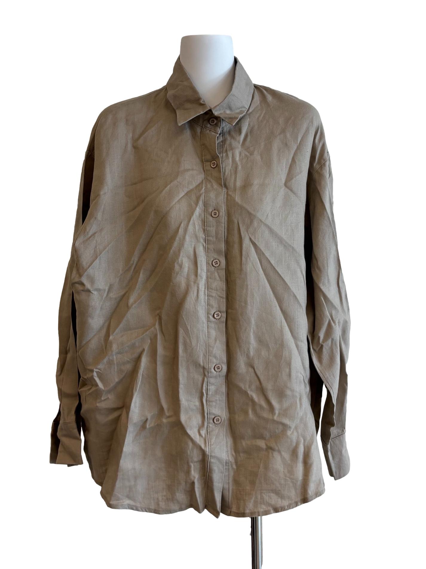 Oyster Beige Long Sleeve Buttoned Shirt