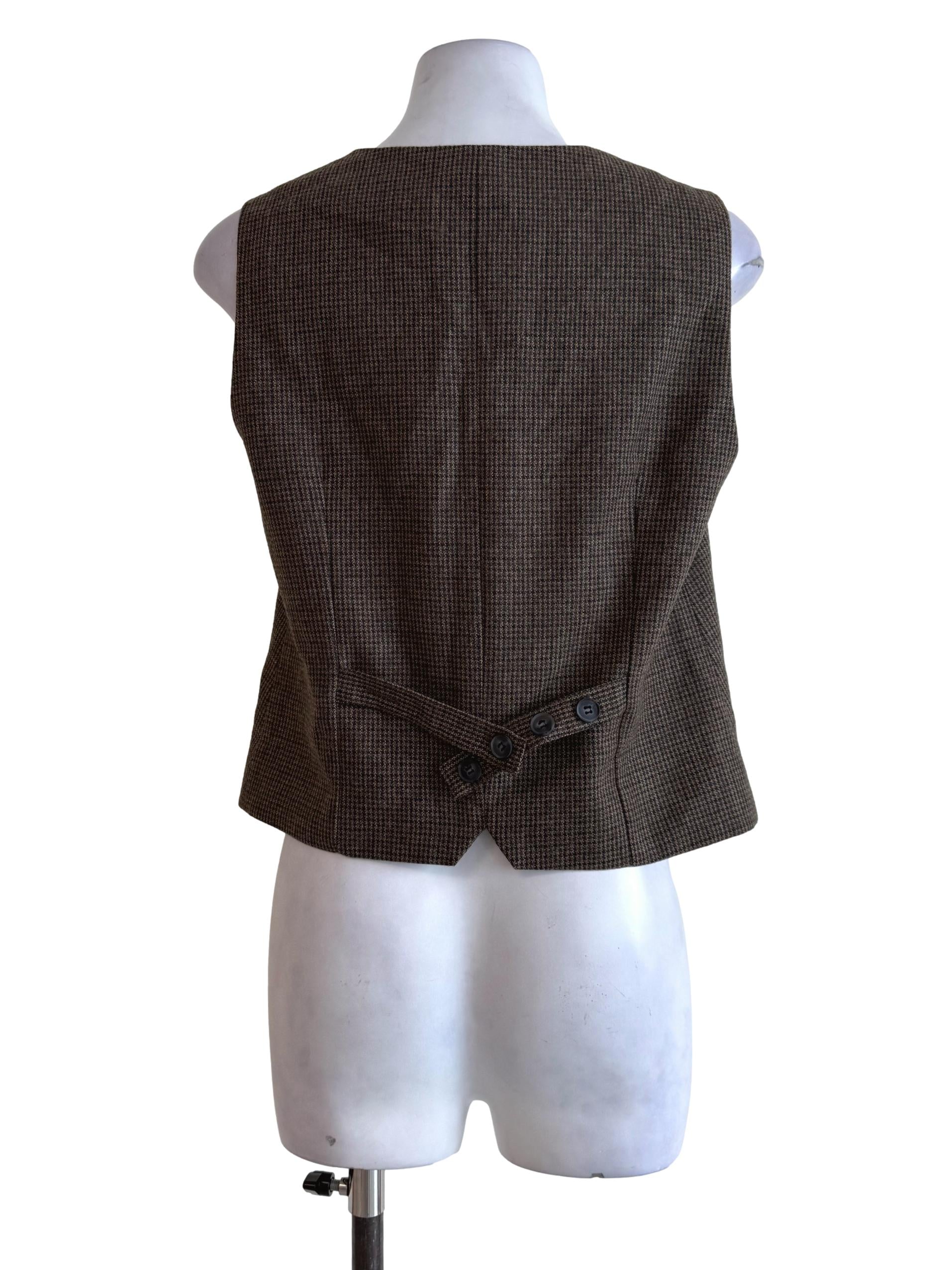 Dark Brown Tweeted V Neck Vest