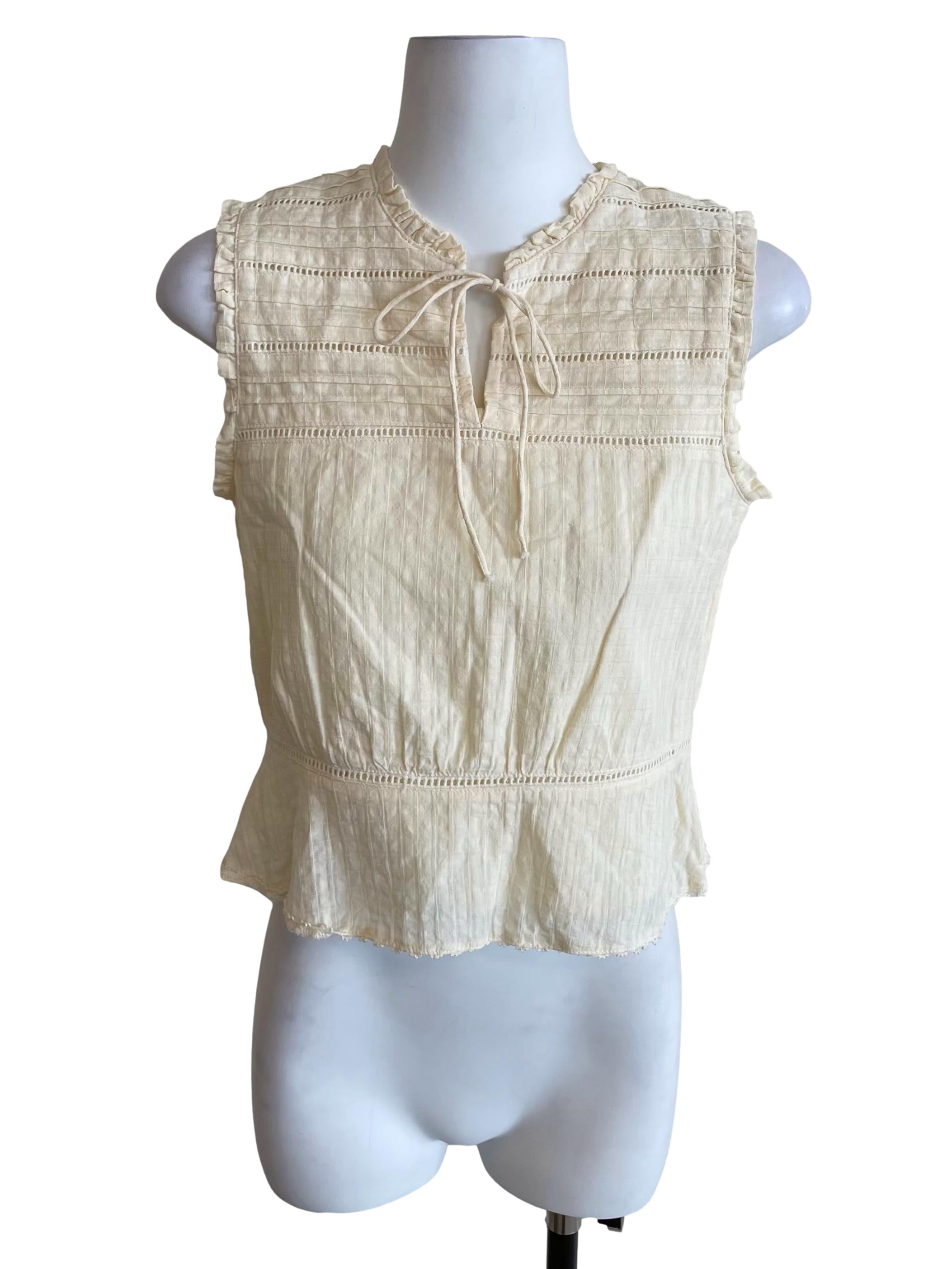 Cream White Lace Hollow Top TEM