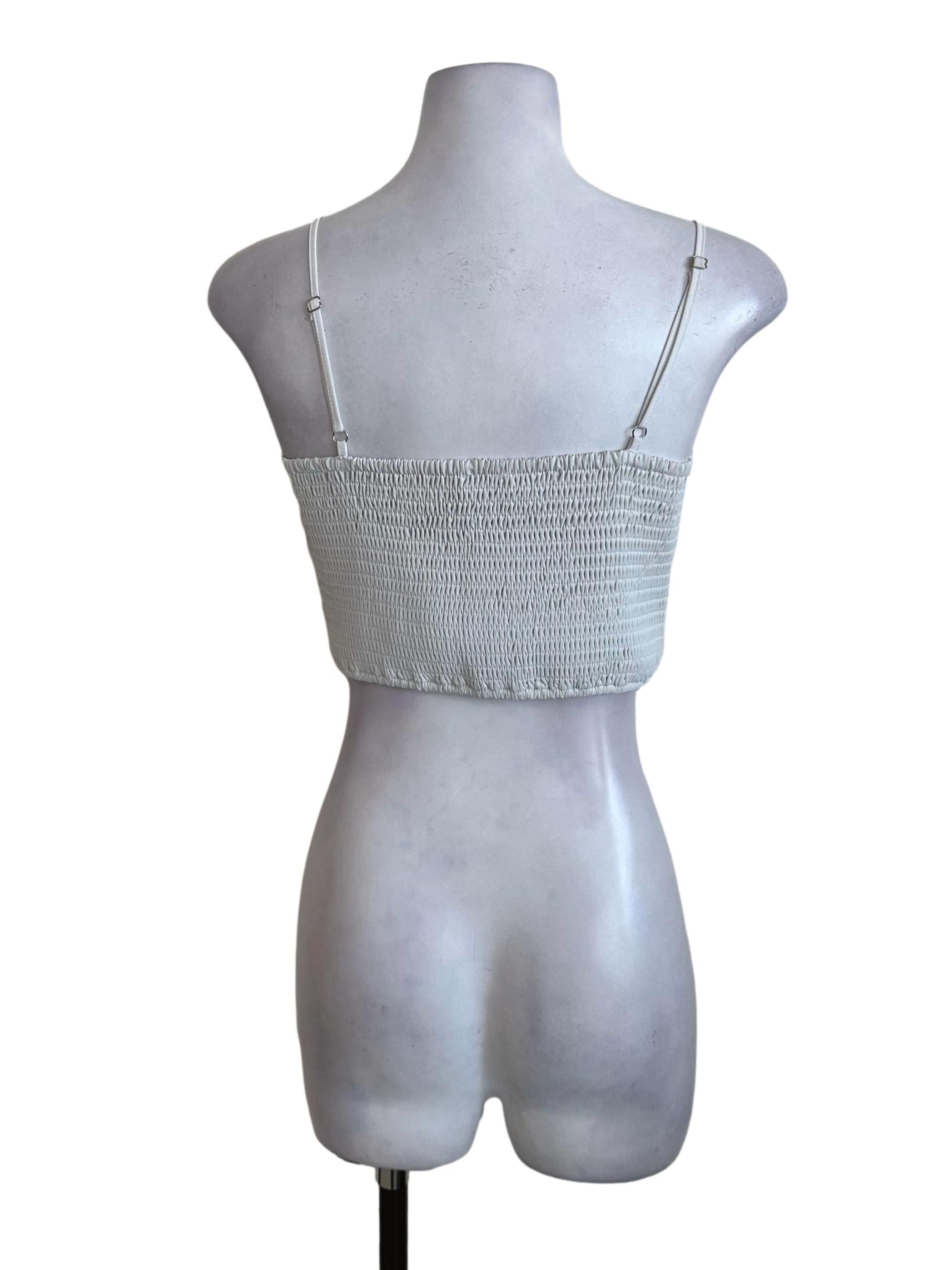 Cloudy White Pleated Spaghetti Strap Top