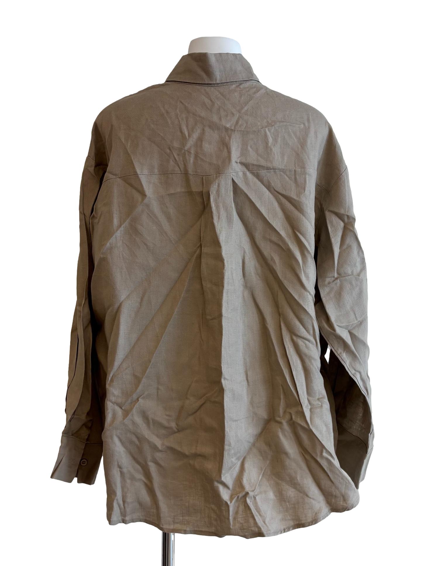 Oyster Beige Long Sleeve Buttoned Shirt