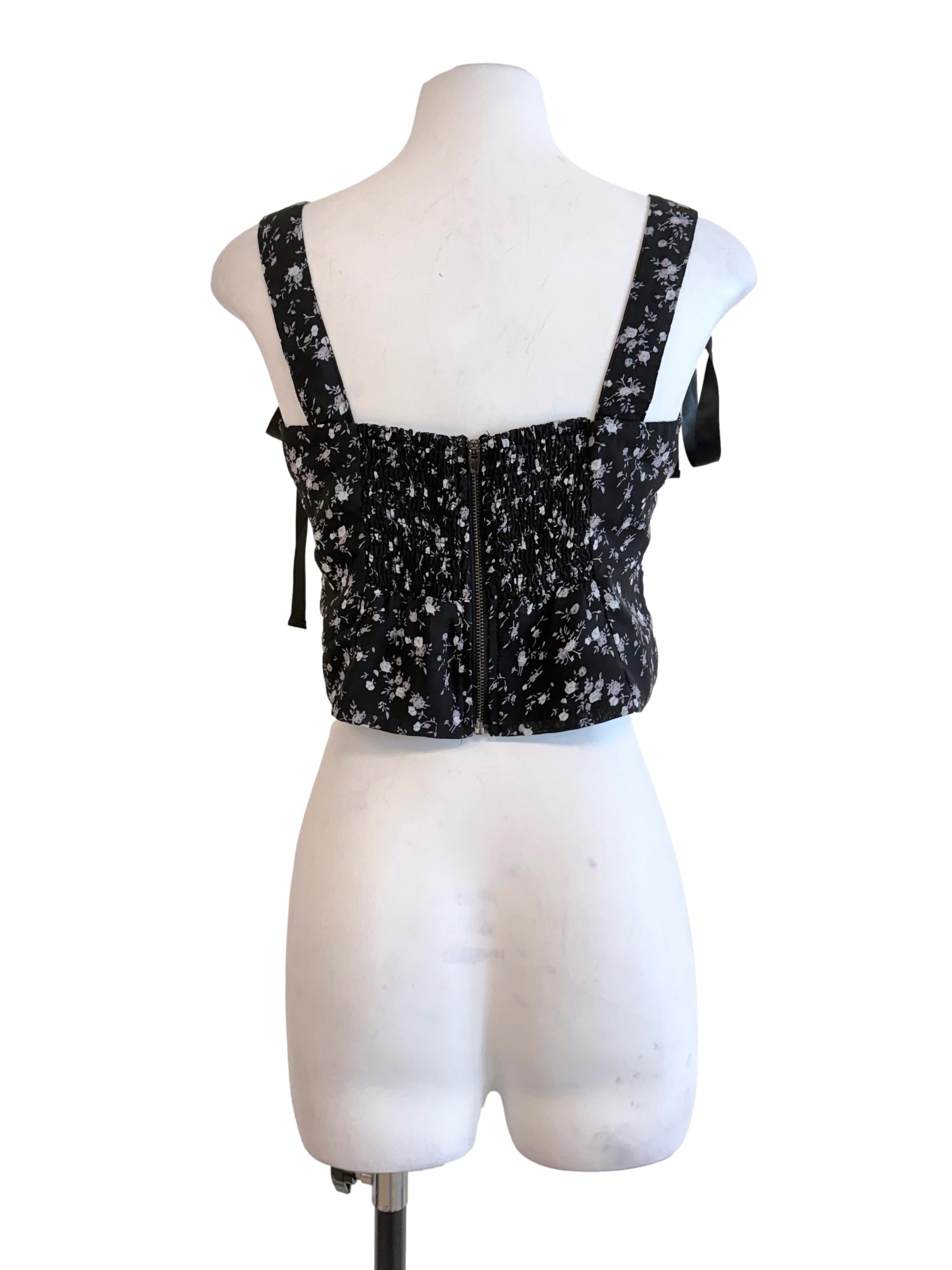 Black Floral Crop Top TTR