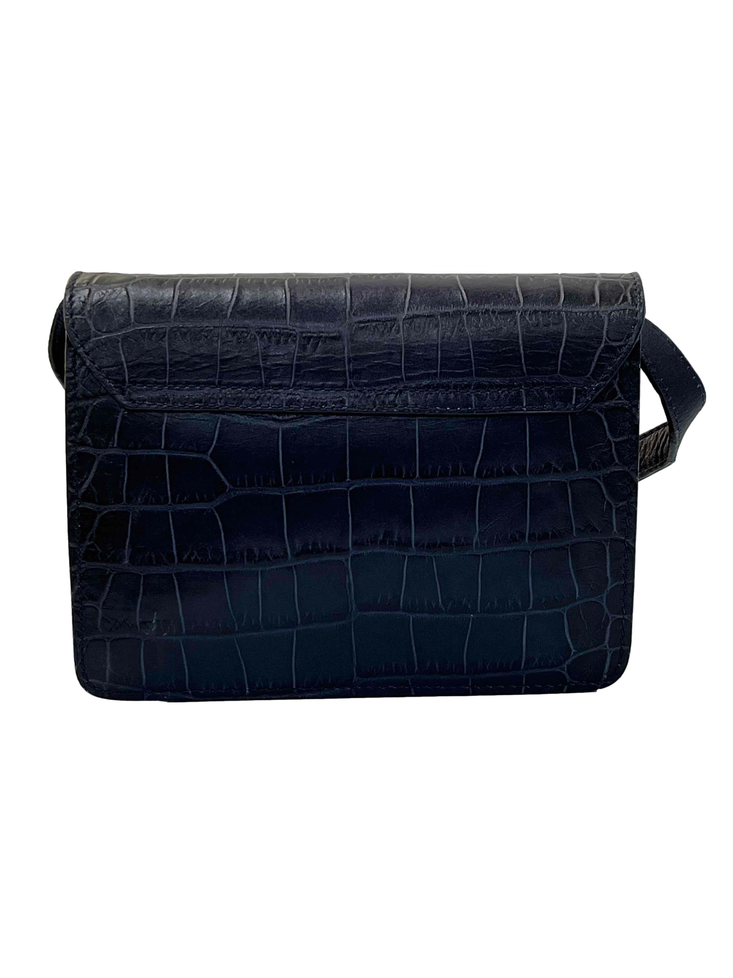 Blue Faux Aligator Skin Boxy Bag