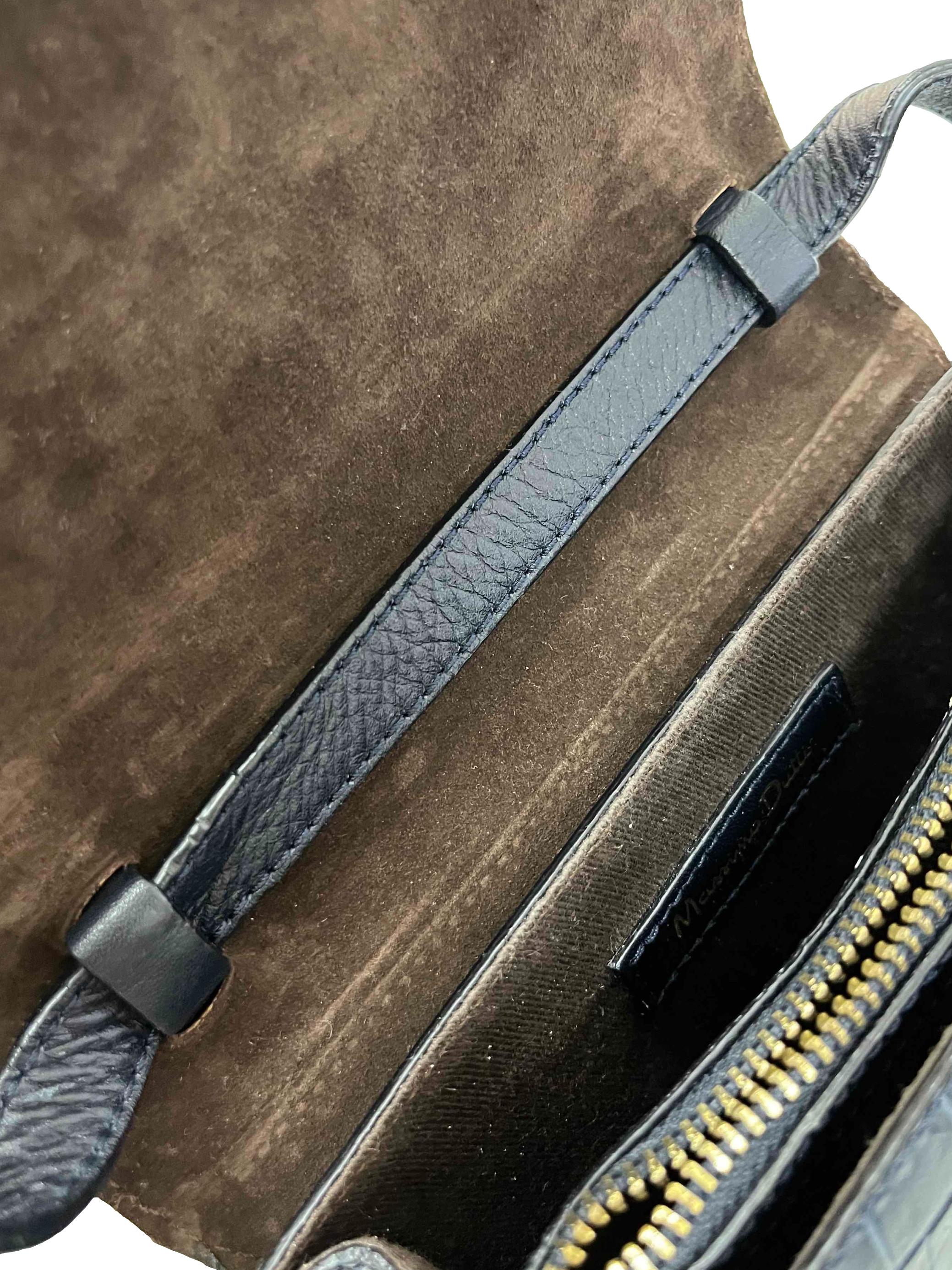 Blue Faux Aligator Skin Boxy Bag