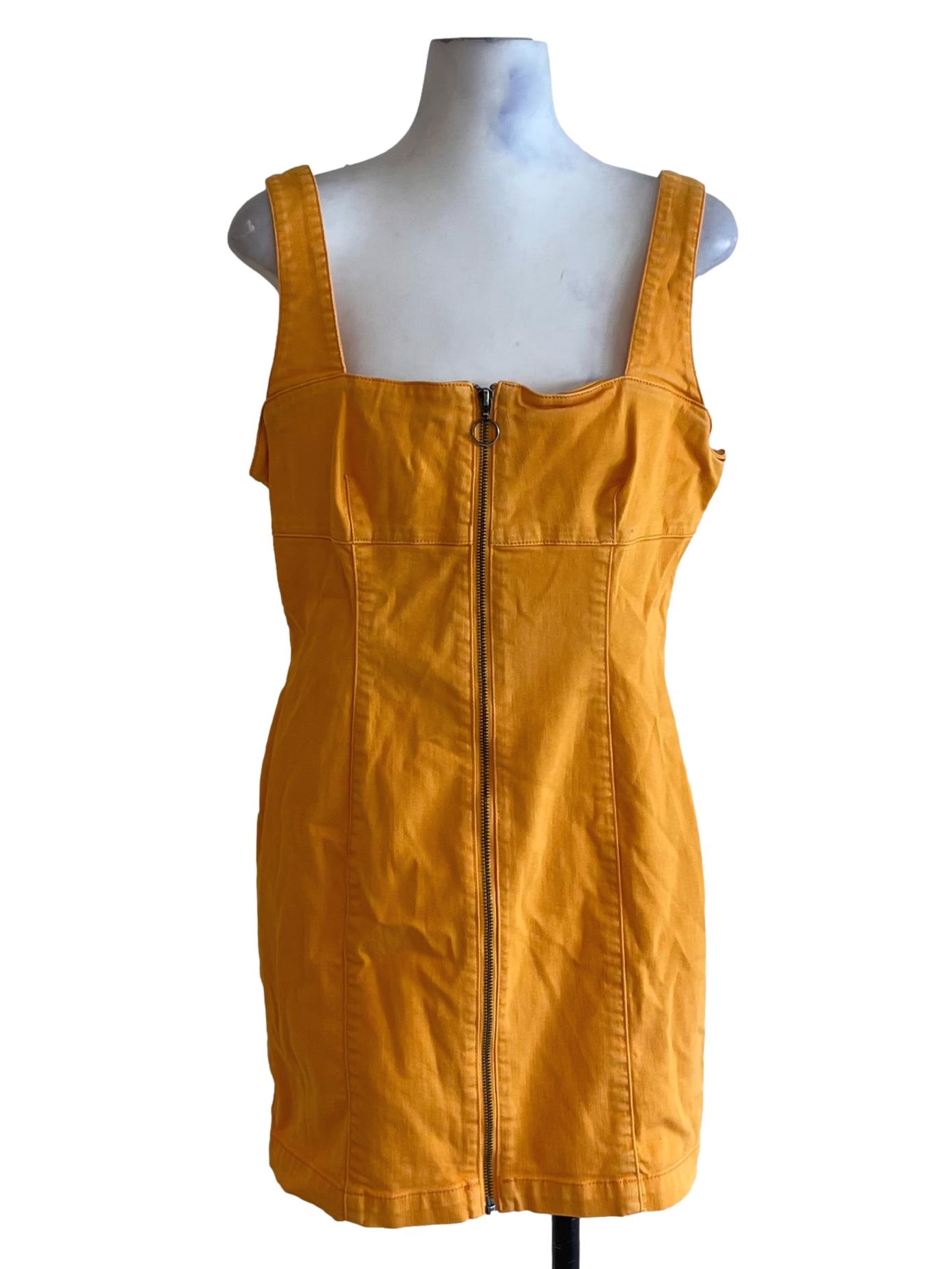 Tangerine Orange Zip Up Sheath Dress