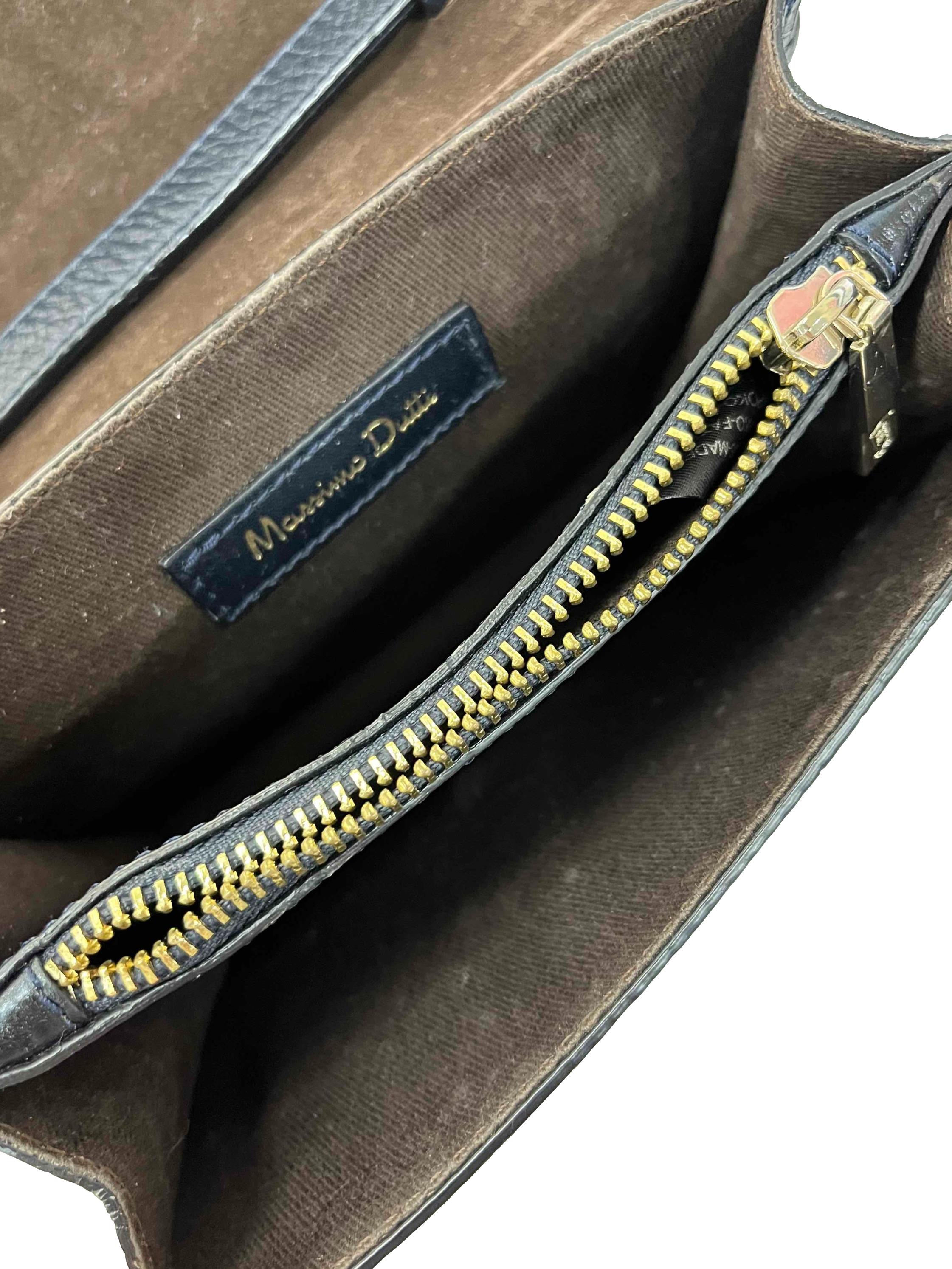 Blue Faux Aligator Skin Boxy Bag