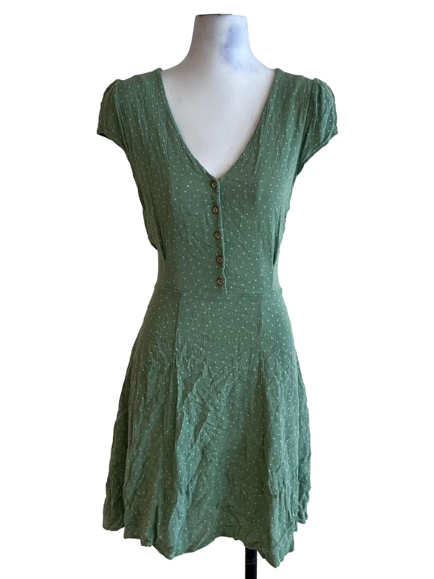 Sage Green Polka Dot Empire Dress