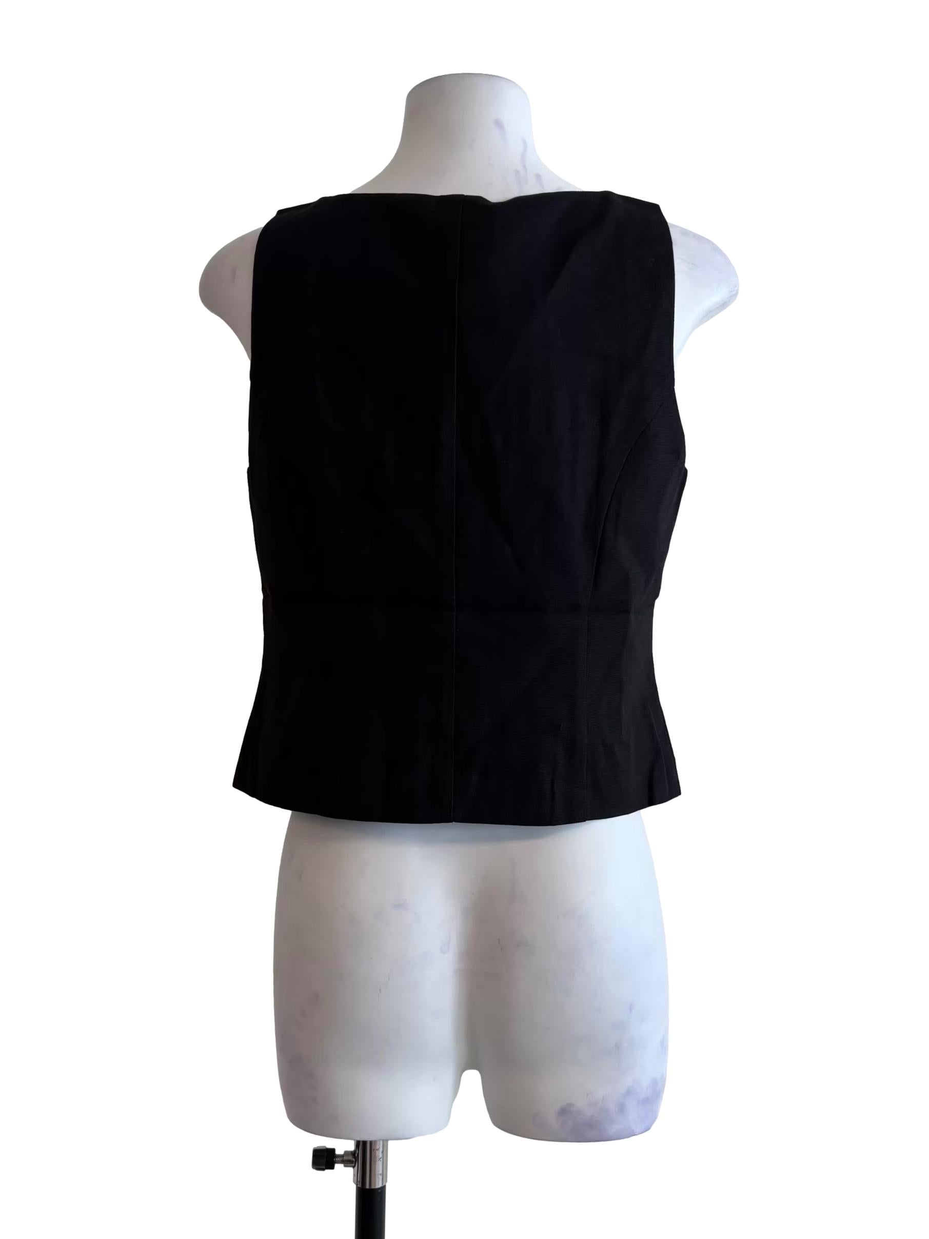 Eerie Black Square Neck Linen Top
