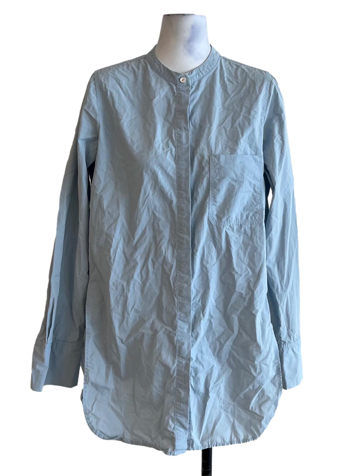 Sky Blue Plain Button Down Shirt Dress