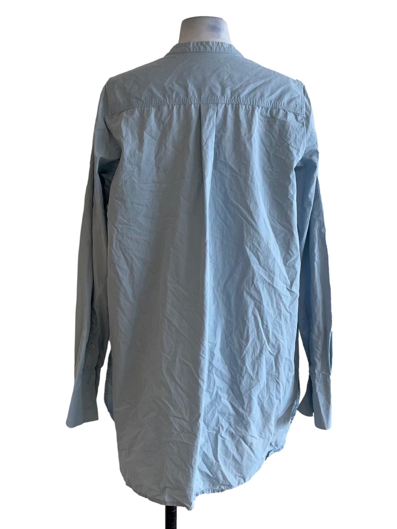Sky Blue Plain Button Down Shirt Dress