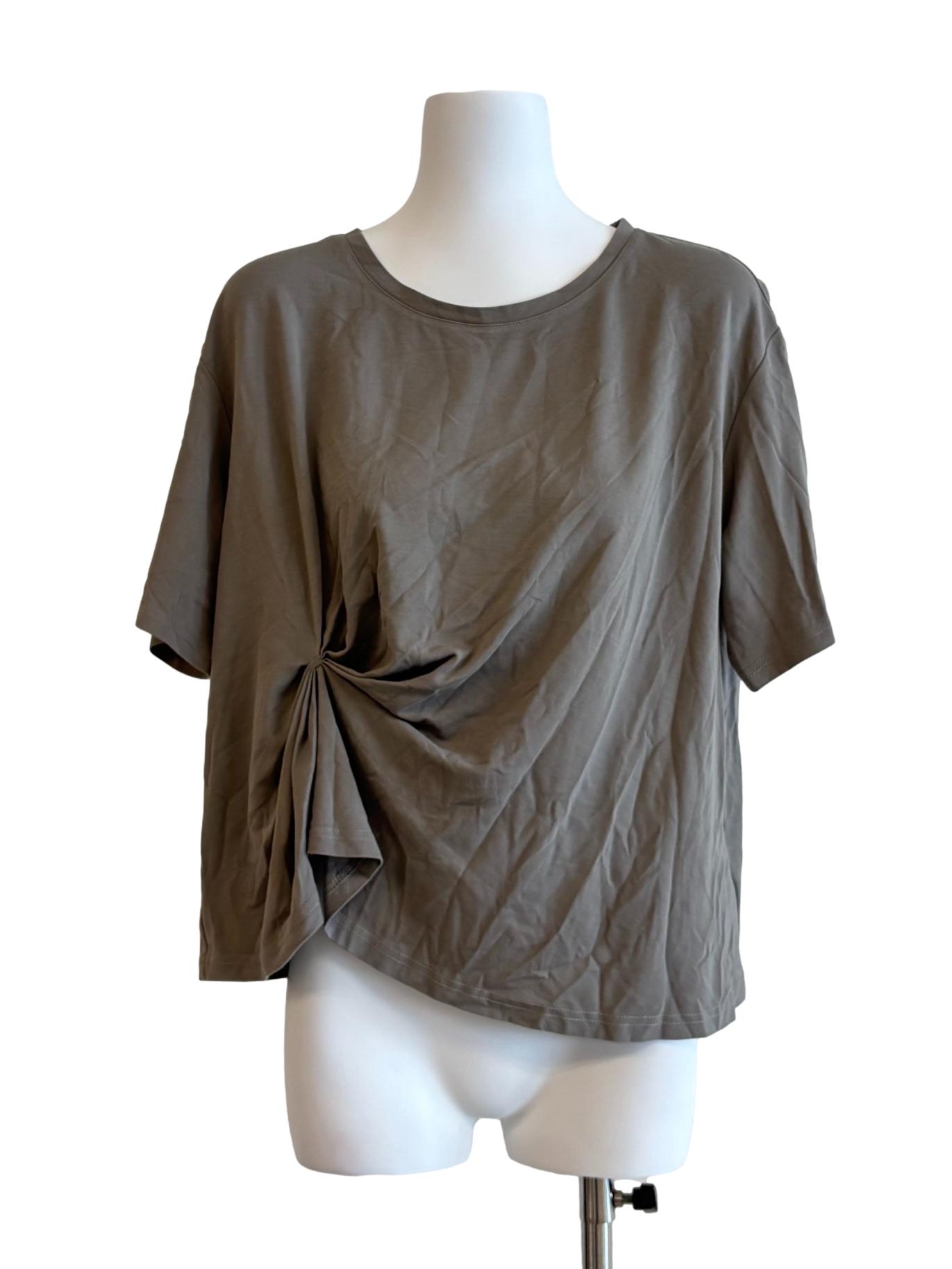 Khaki Short Sleeve Front Knot Shirt