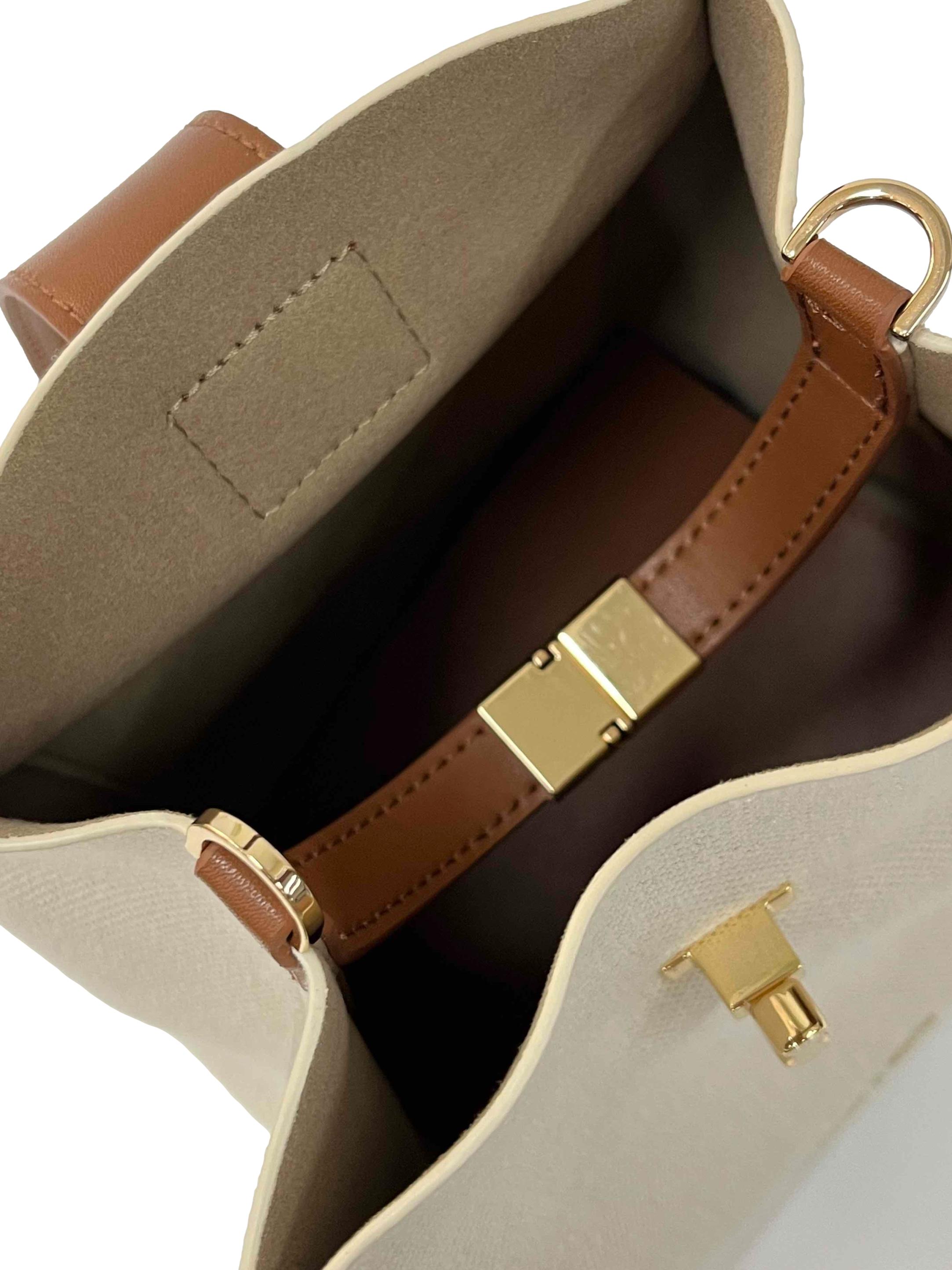 Tan Aubrielle Canva Bucket Bag