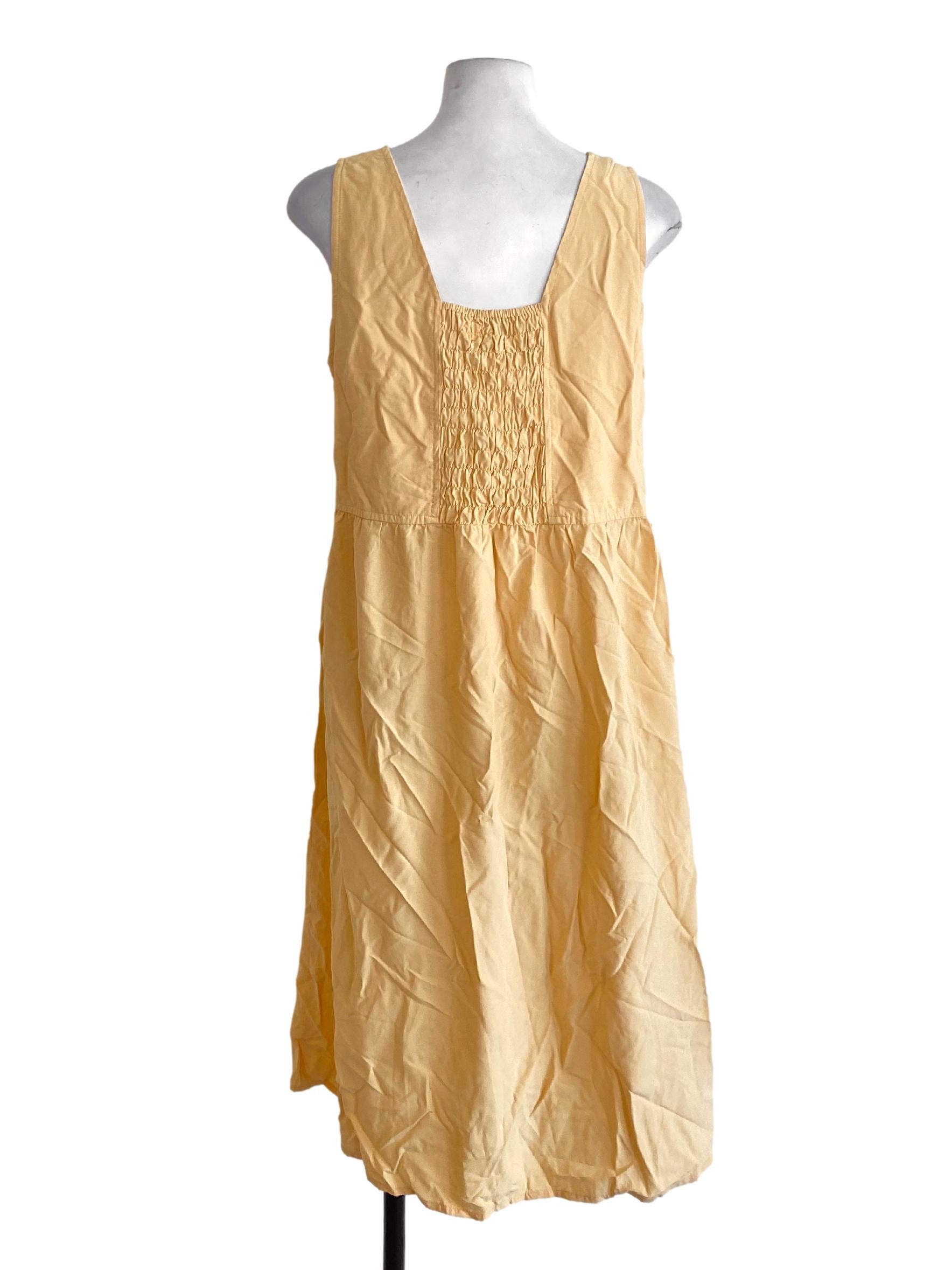 Pastel Yellow Square Neck Apron Dress