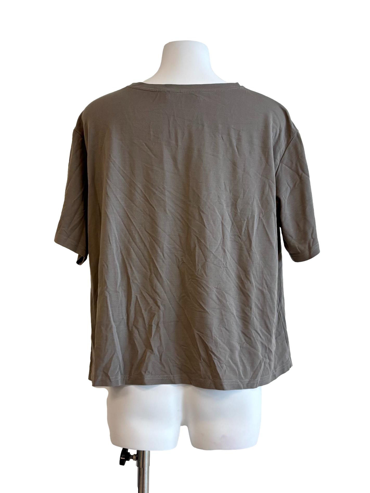 Khaki Short Sleeve Front Knot Shirt
