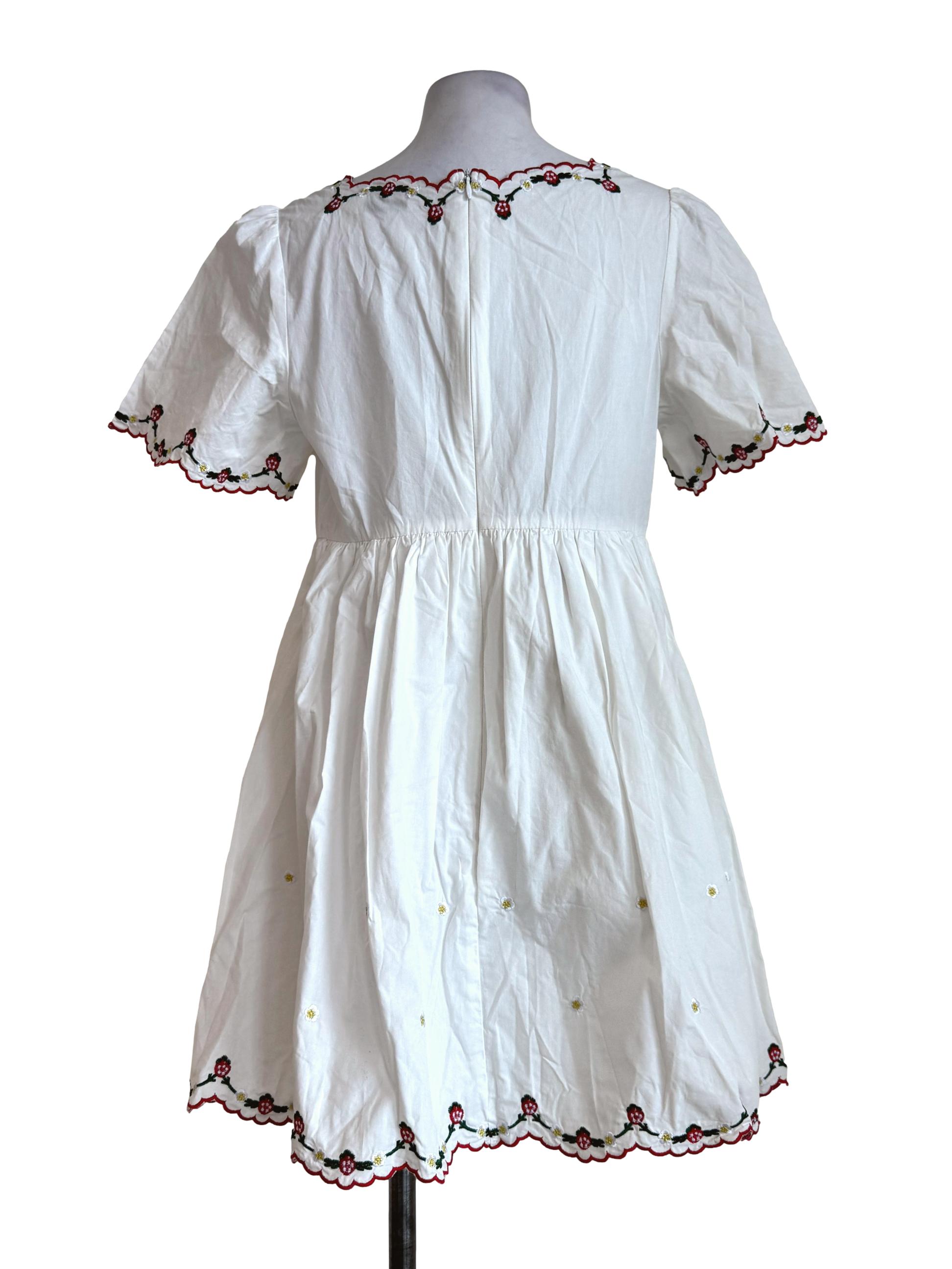Pure White With Embroidery Border Dress