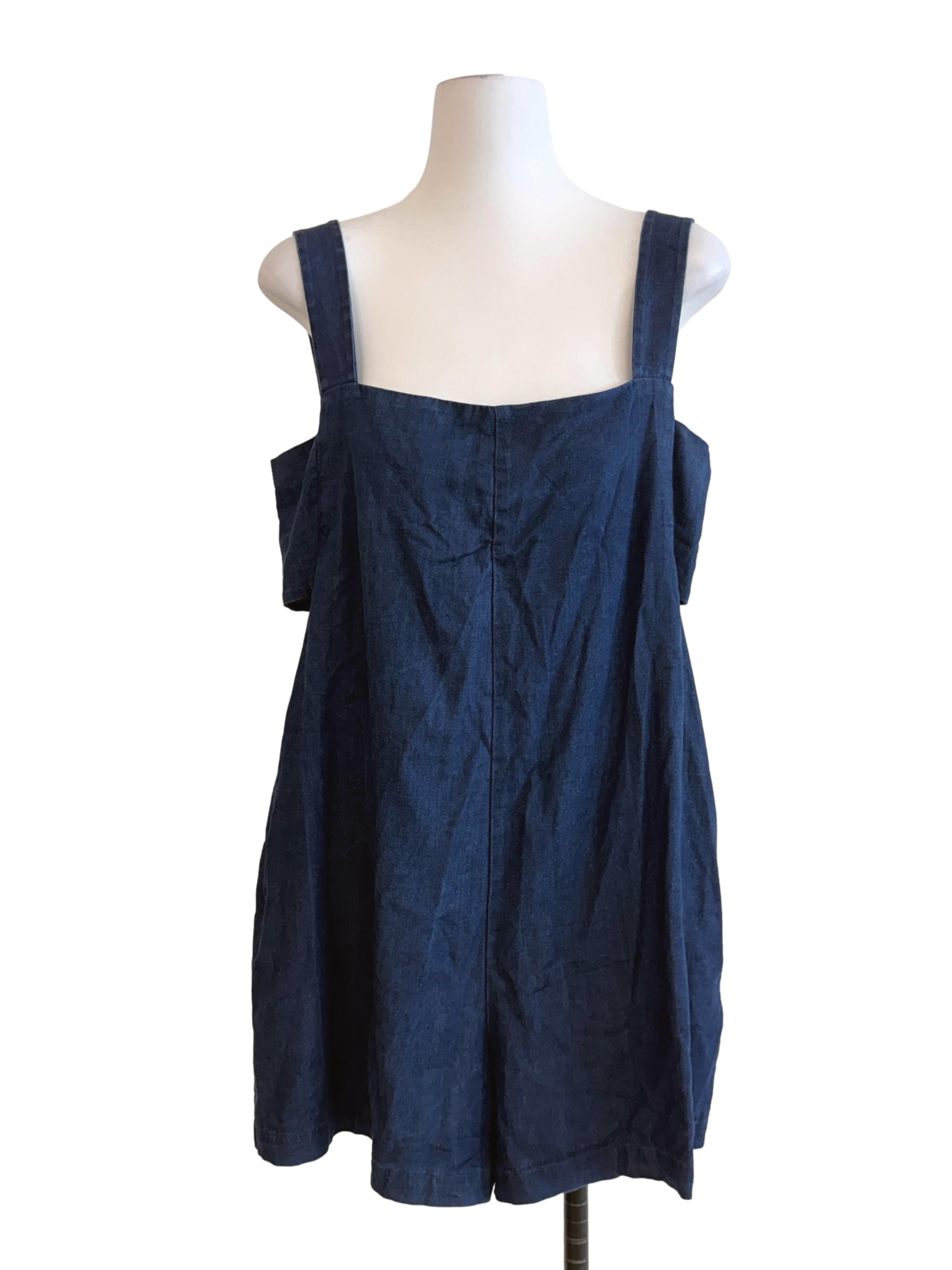 Navy Square Neck Romper LB