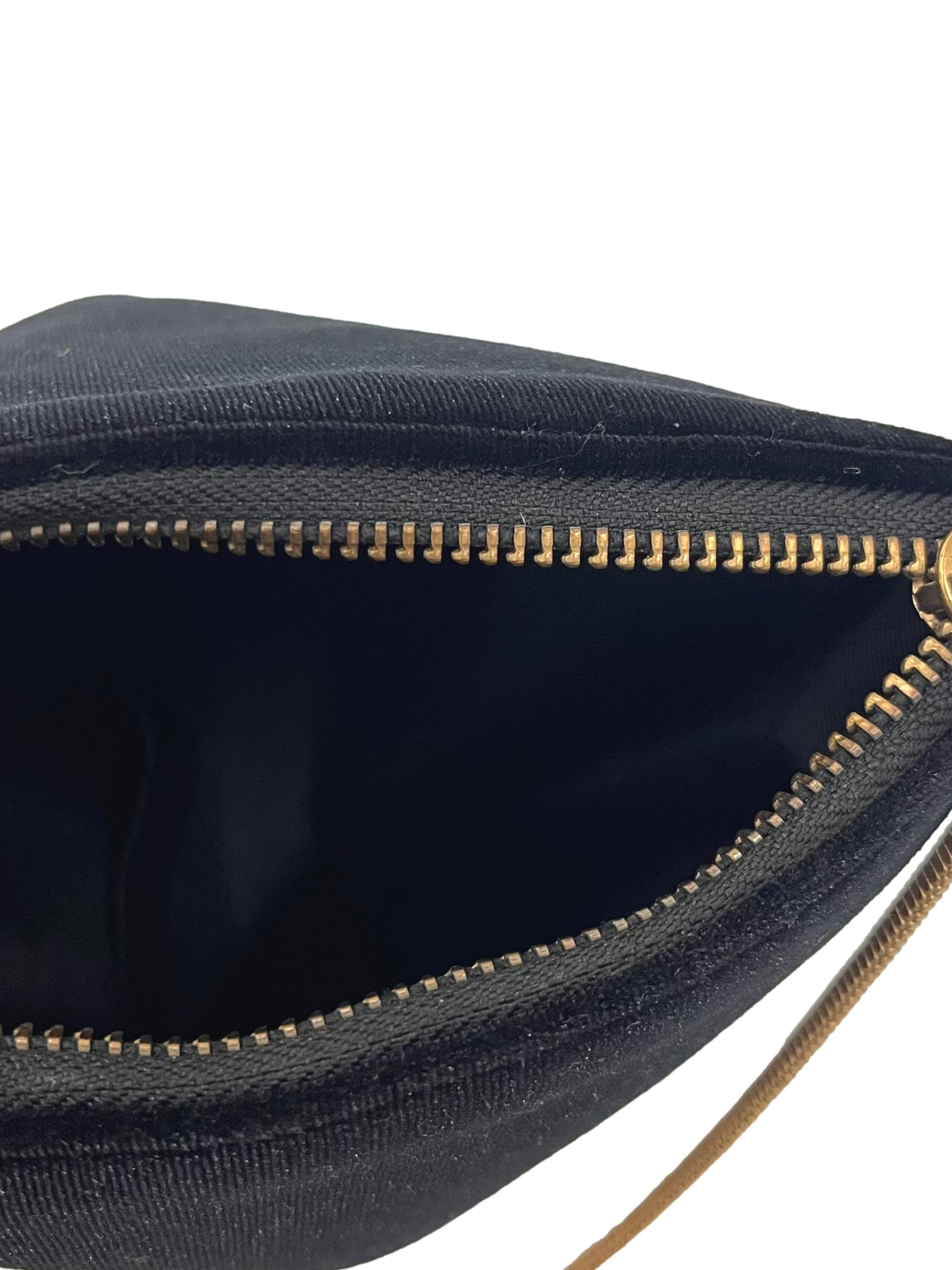 Black Triangular Wristlet With Metal Strap