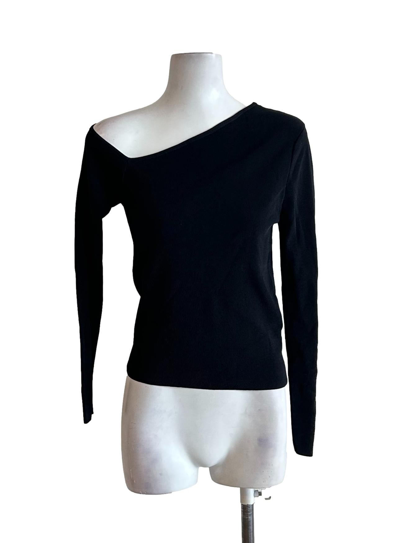 Jade Black Ribbed Top