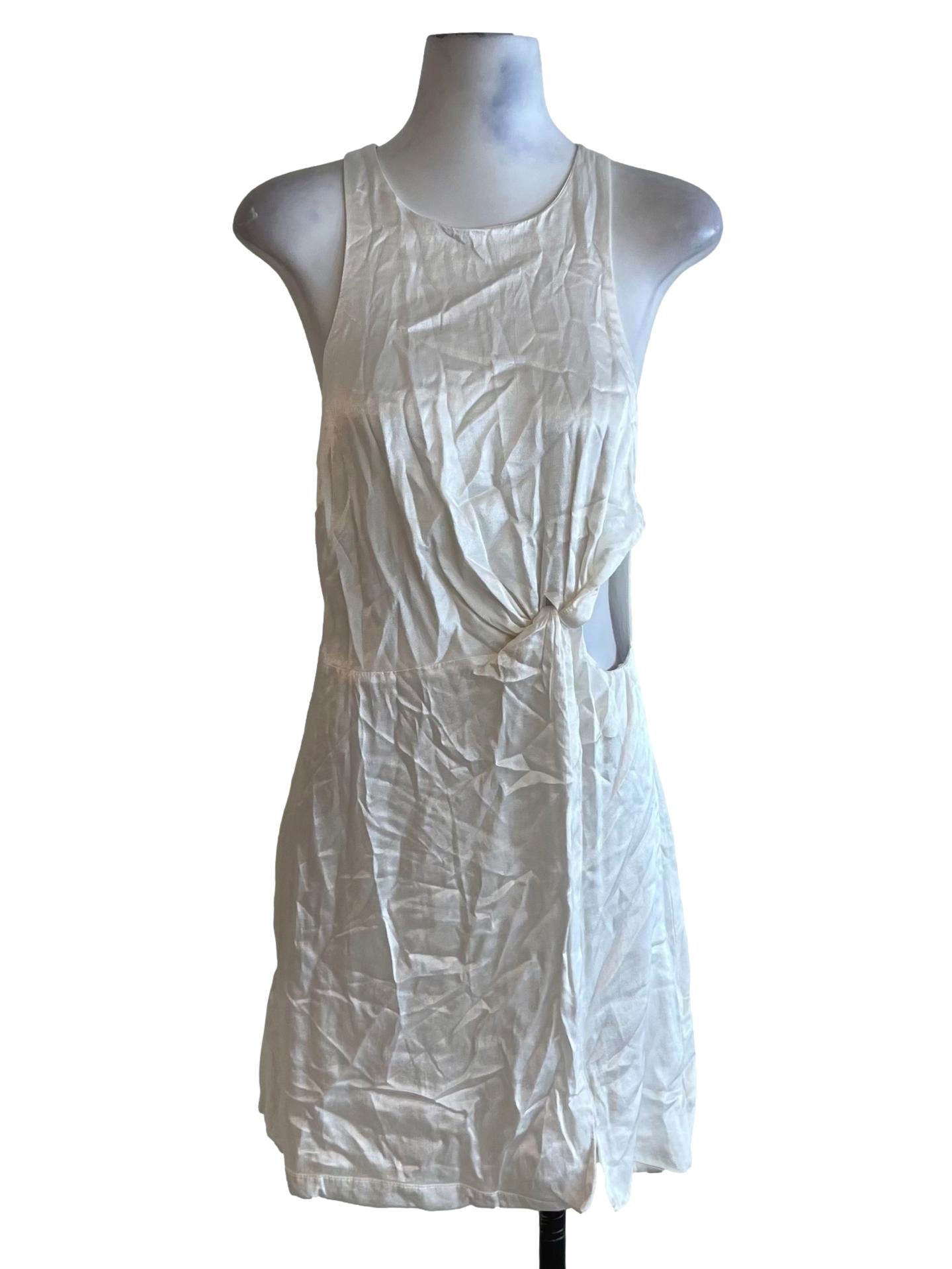 White Jewel Neckline A-Line Dress