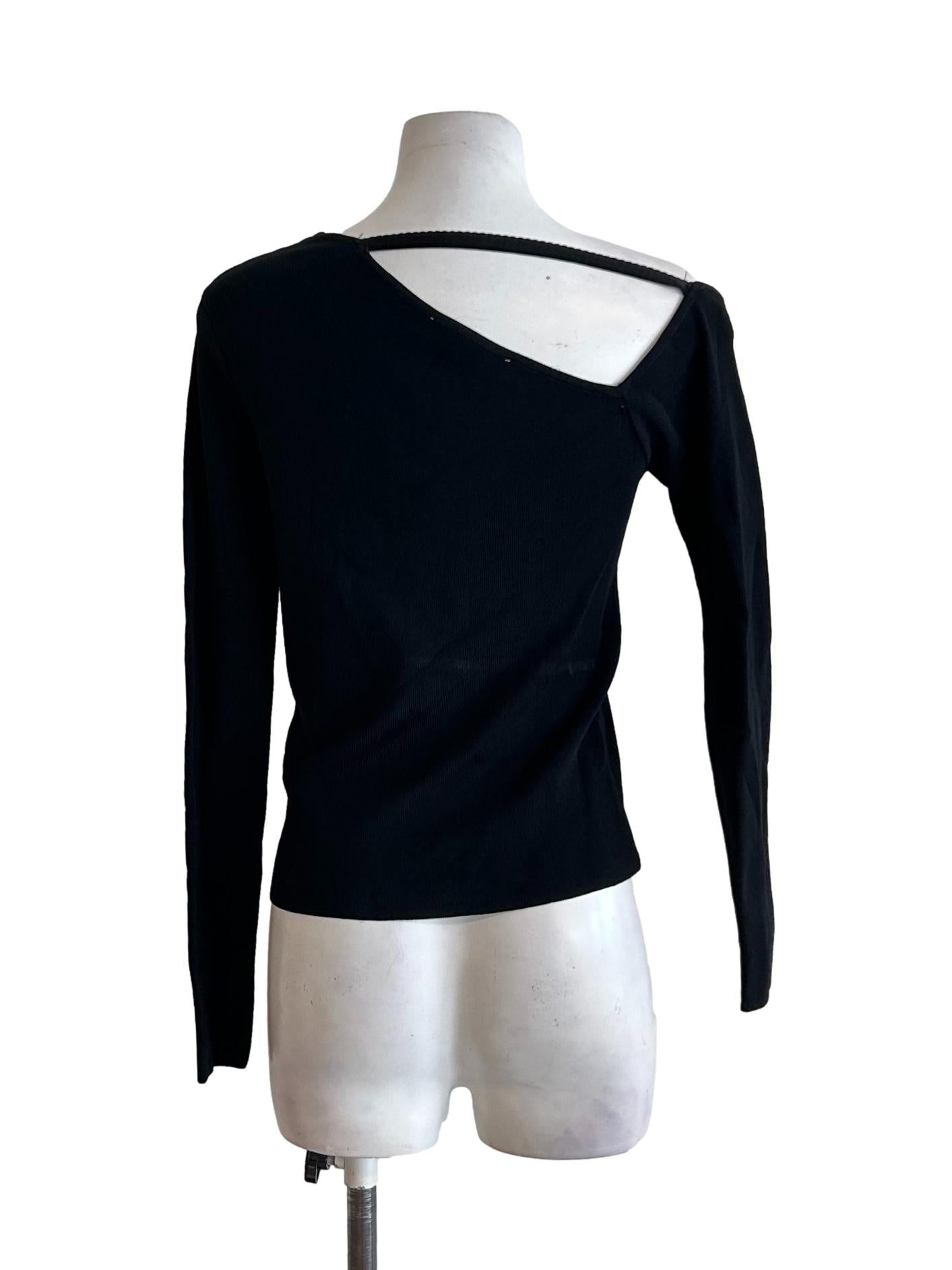 Jade Black Ribbed Top