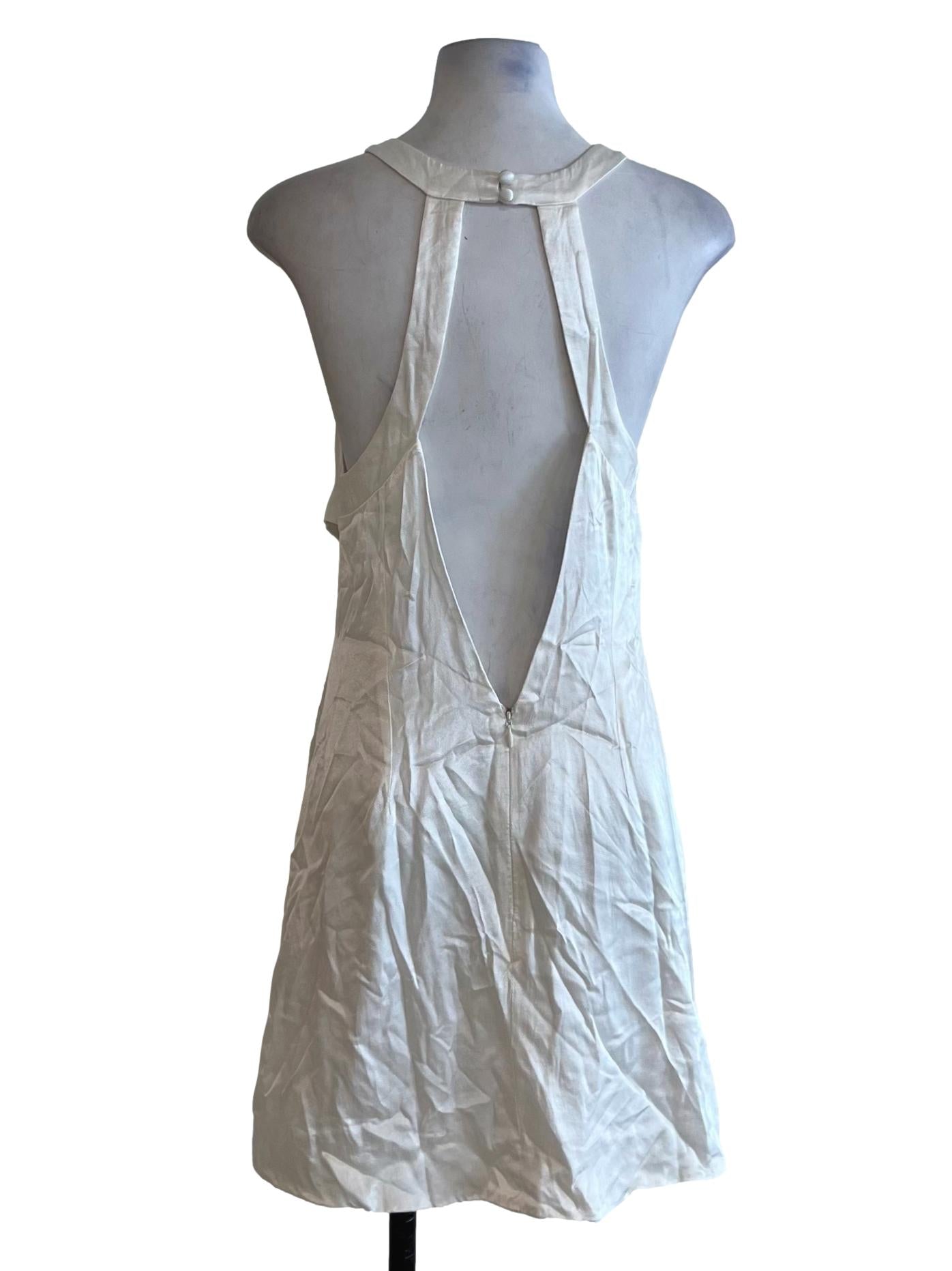 White Jewel Neckline A-Line Dress