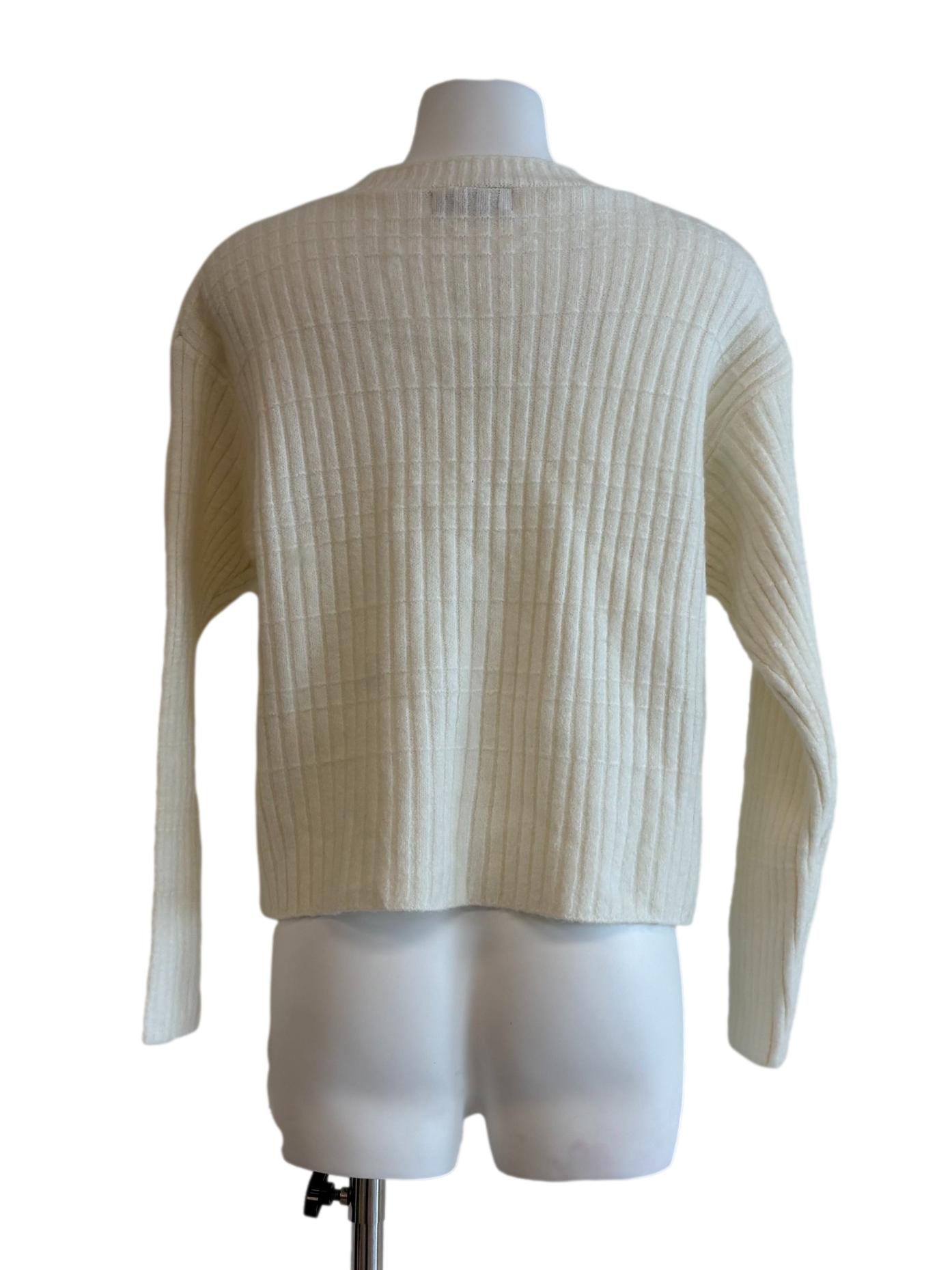 Ivory White Fluffy Knit Cardigan