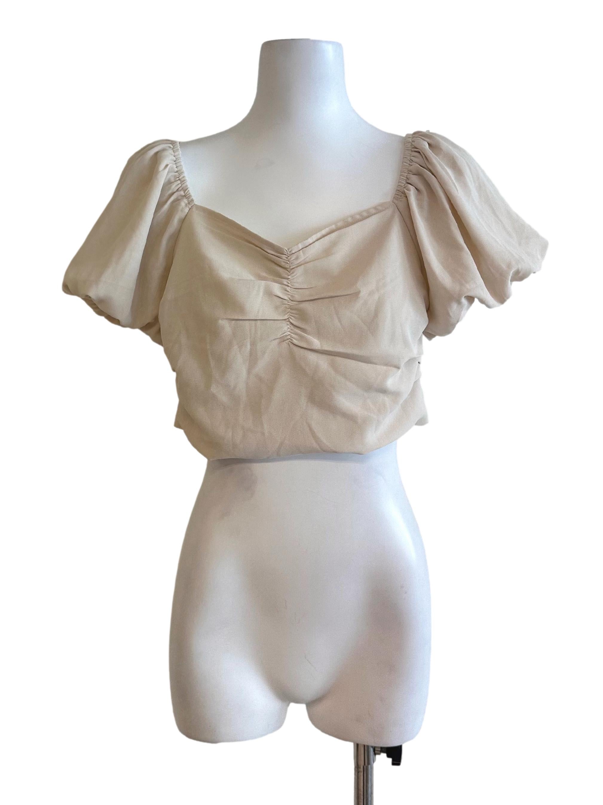 Oat Beige Puff Sleeve Top