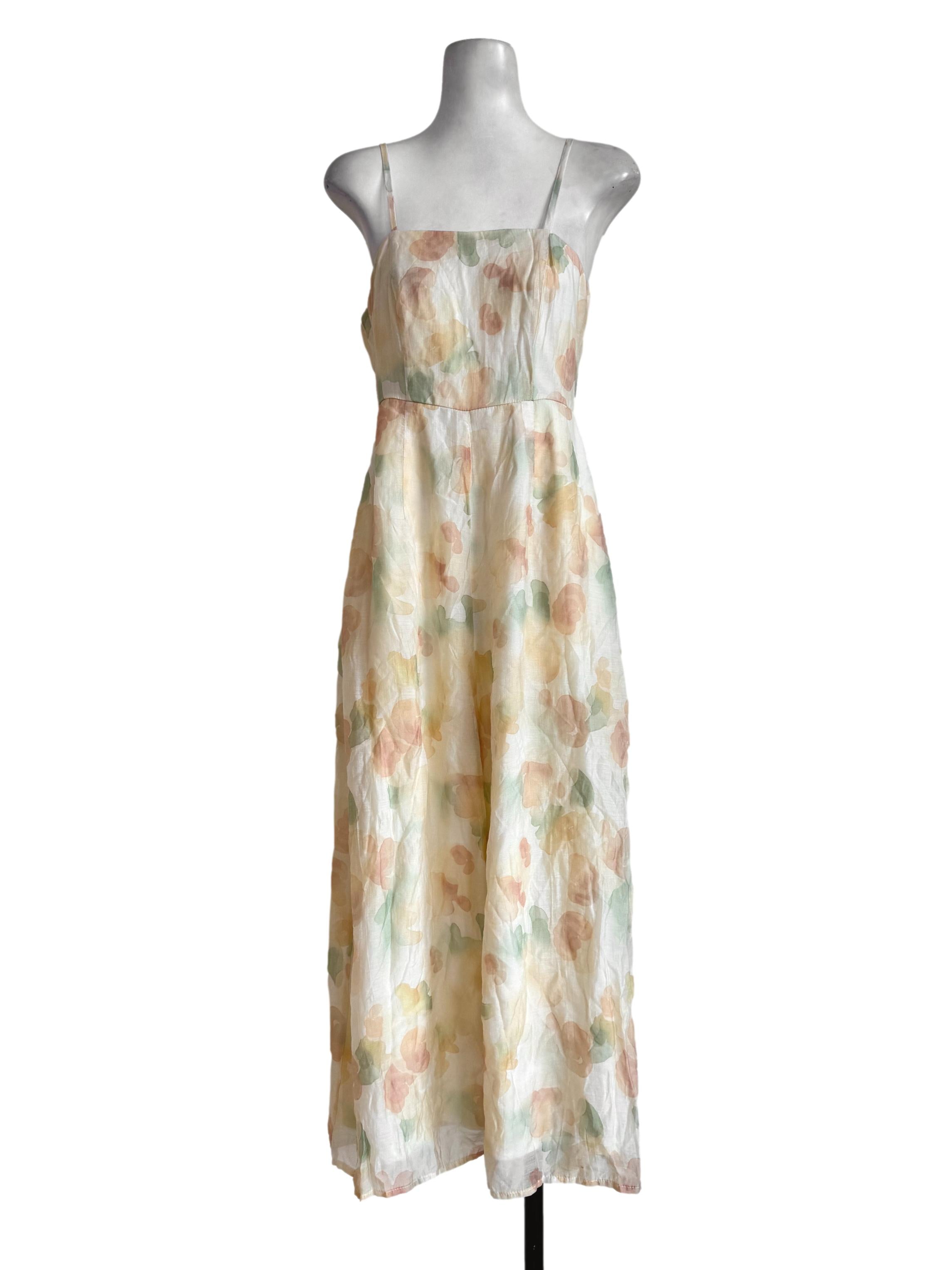 Pastel Yellow Abstract Print Sleeveless Jumpsuit