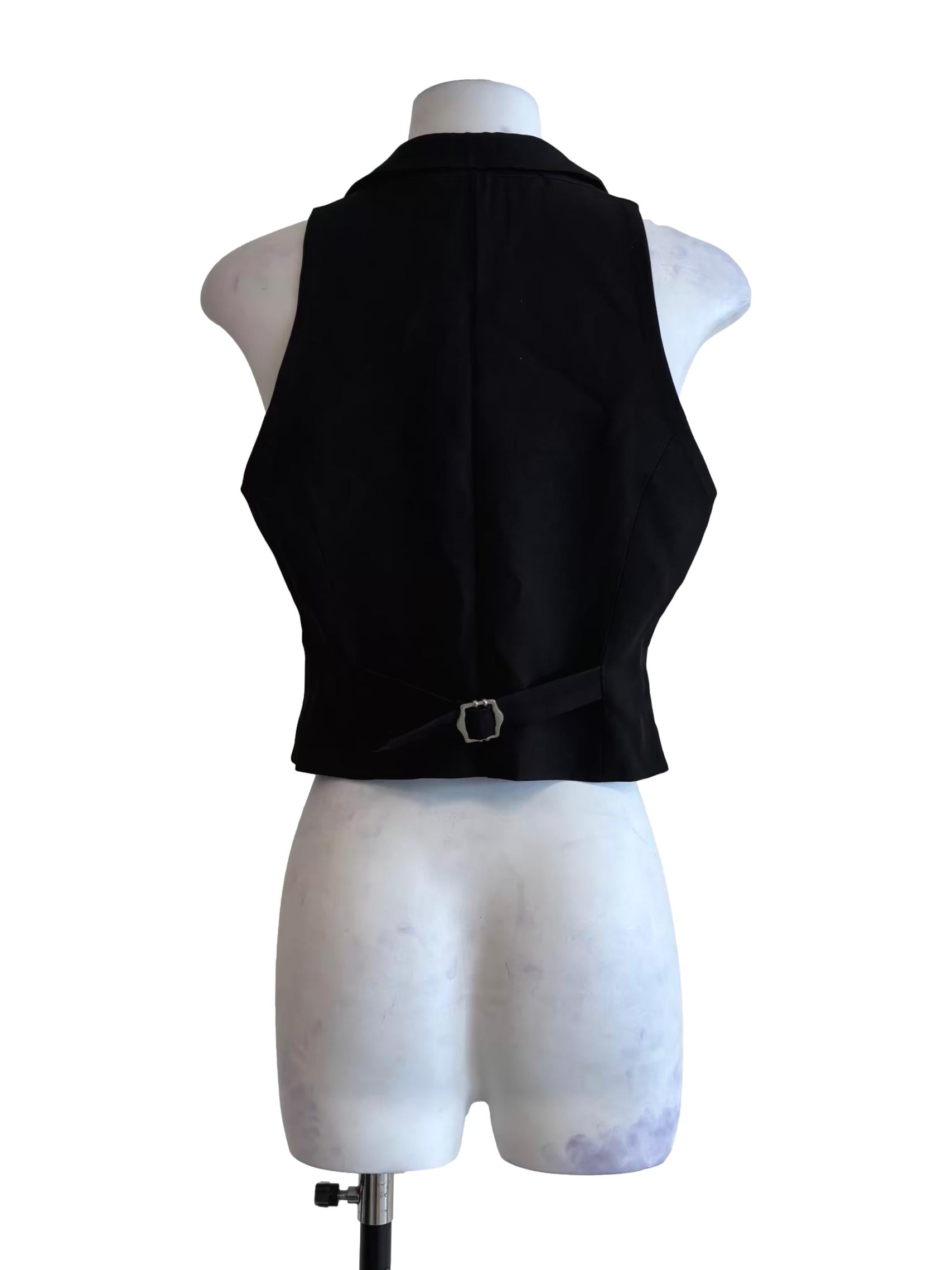 Slate Black Fitted Button Top