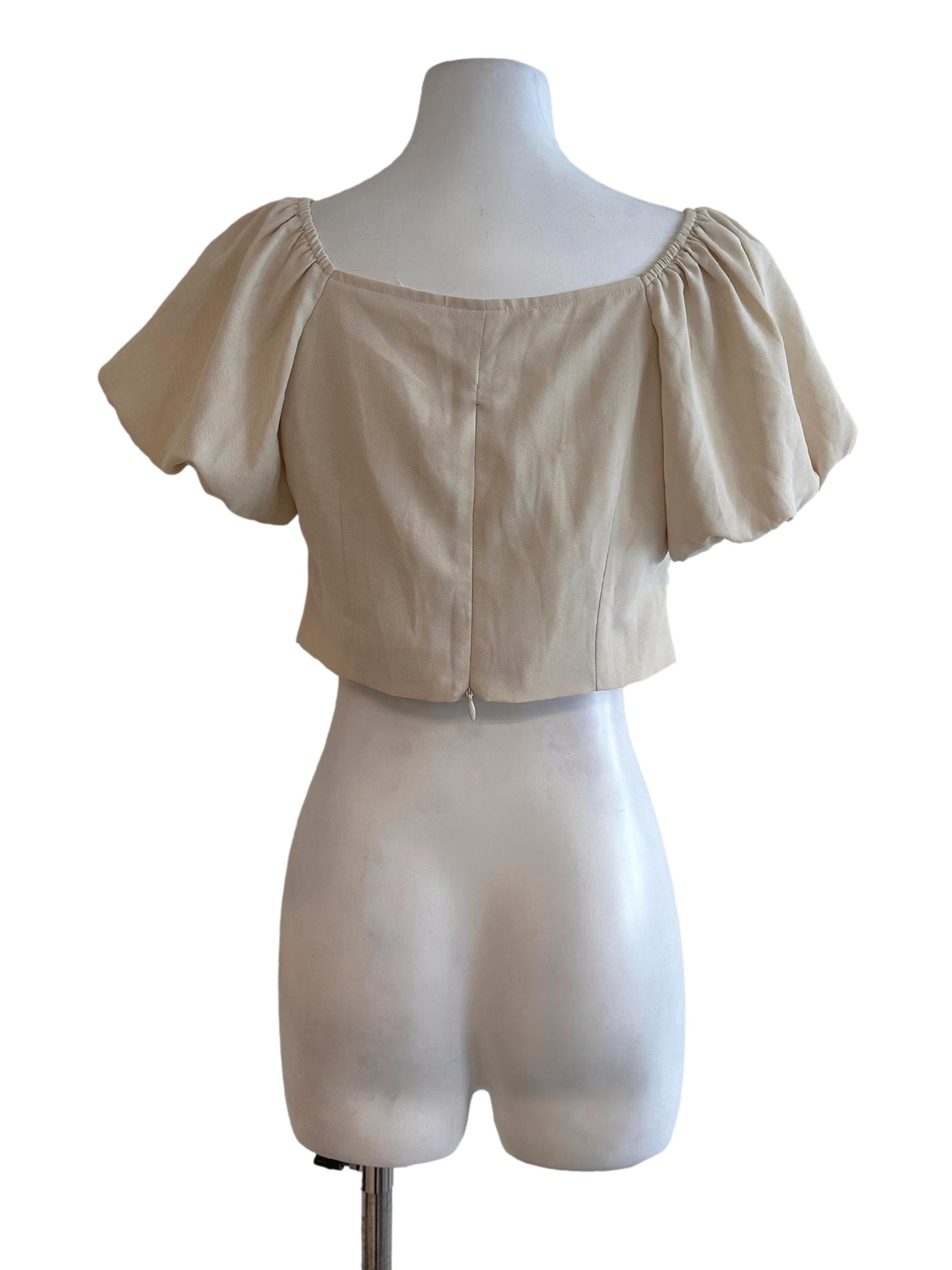Oat Beige Puff Sleeve Top