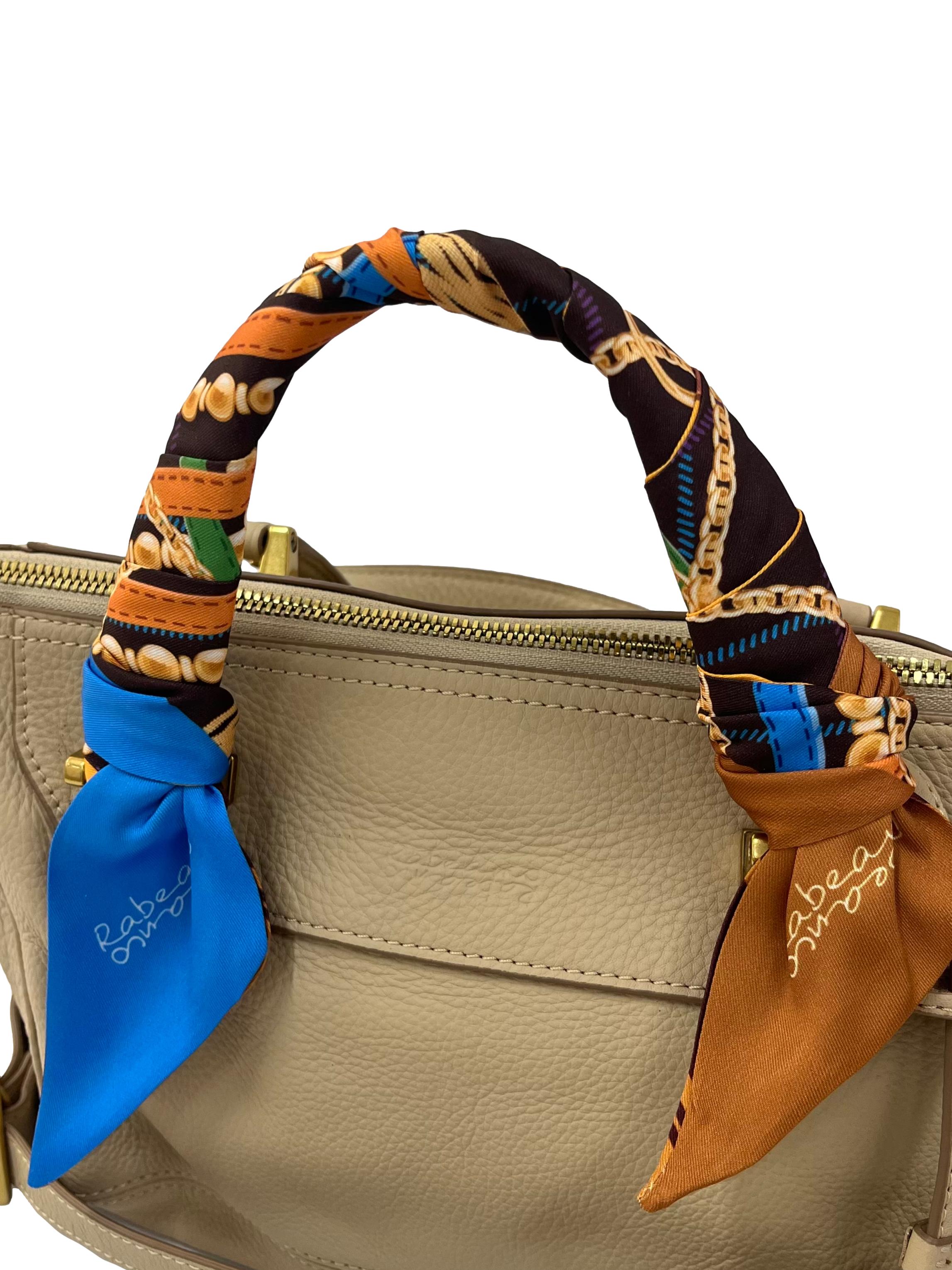 Beige Textured Handbag With Detachable Crossbody Strap