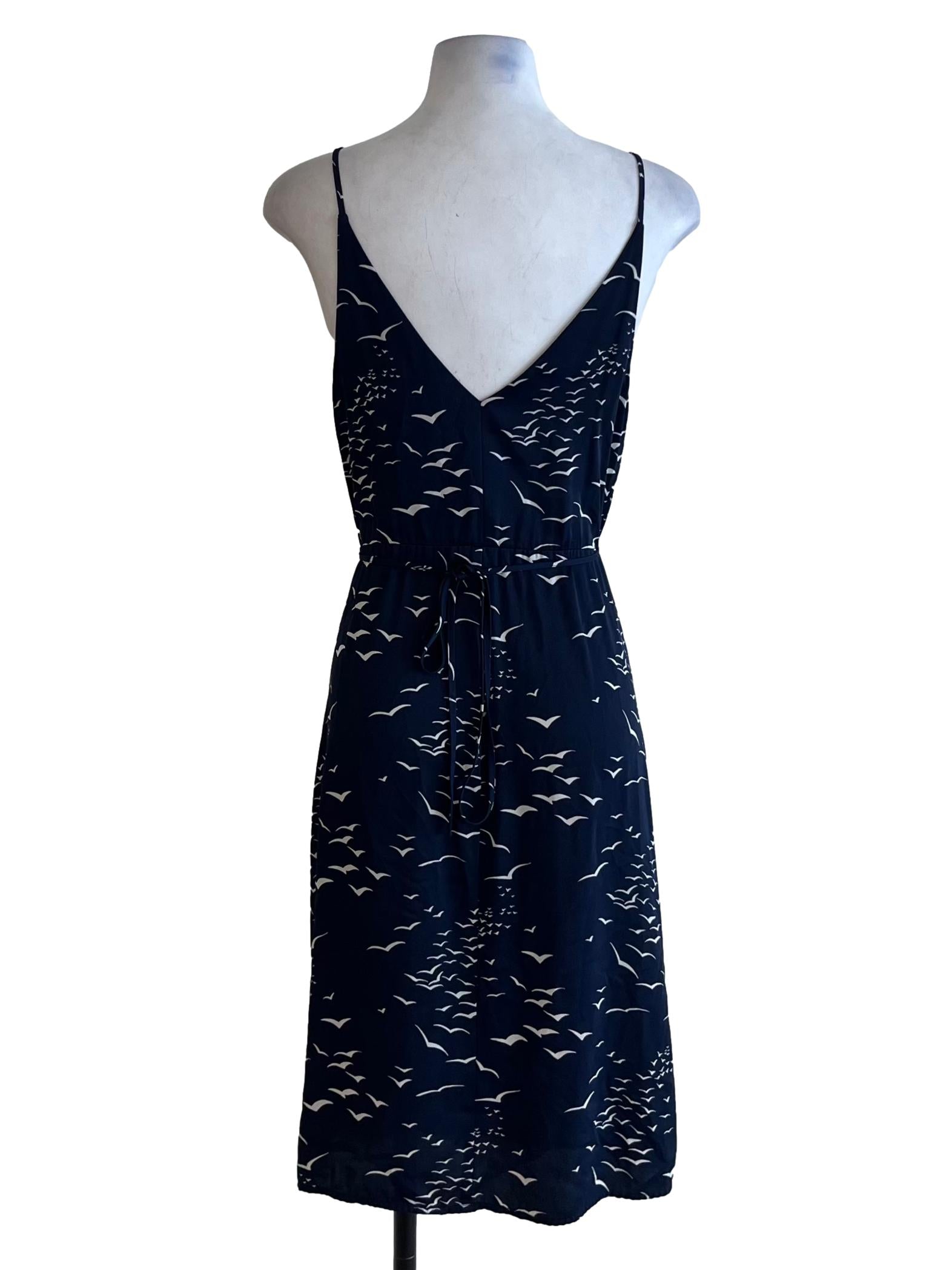 Navy Blue V-Neck Wrap Dress