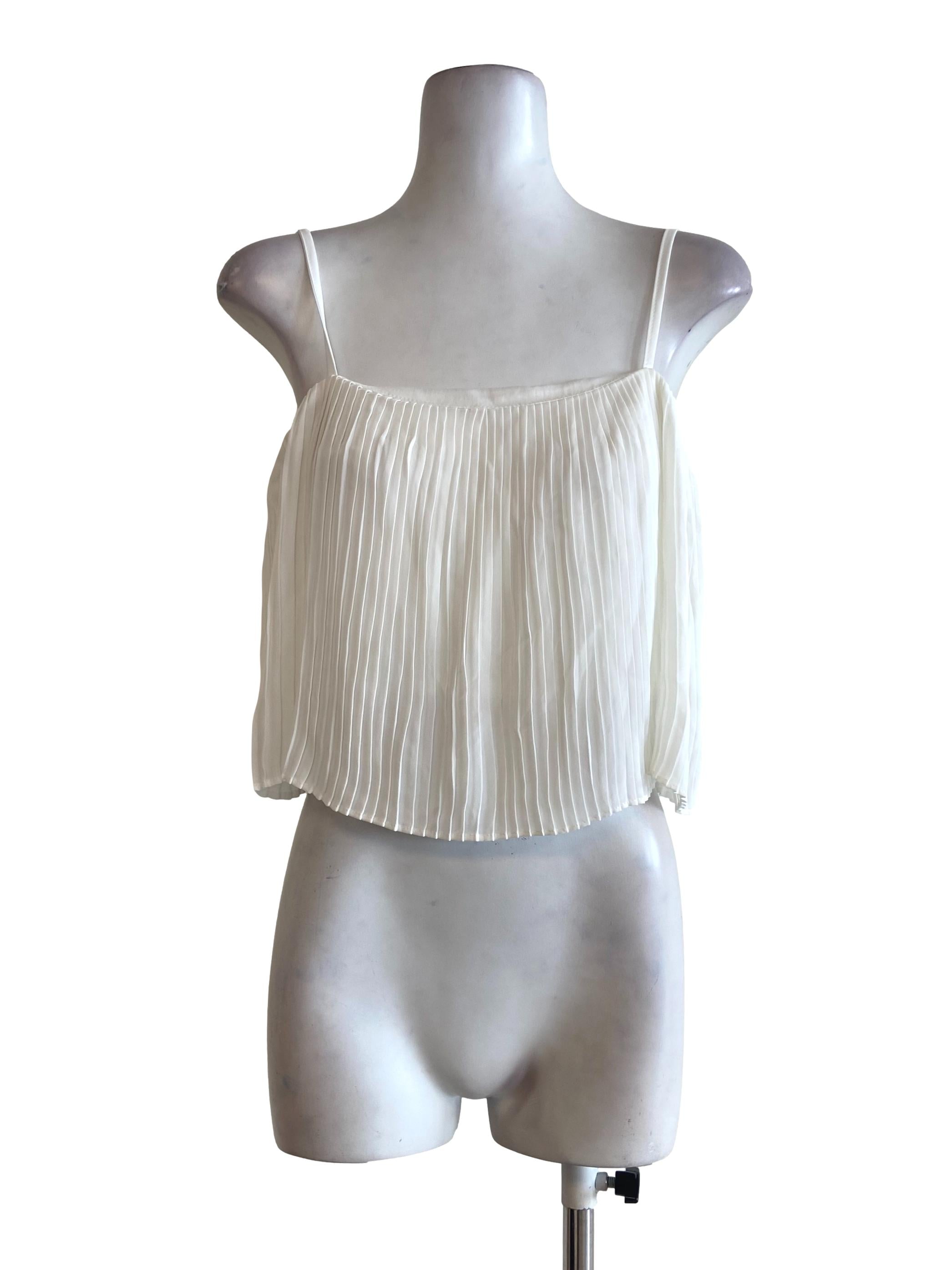White Accordion Crop Blouse
