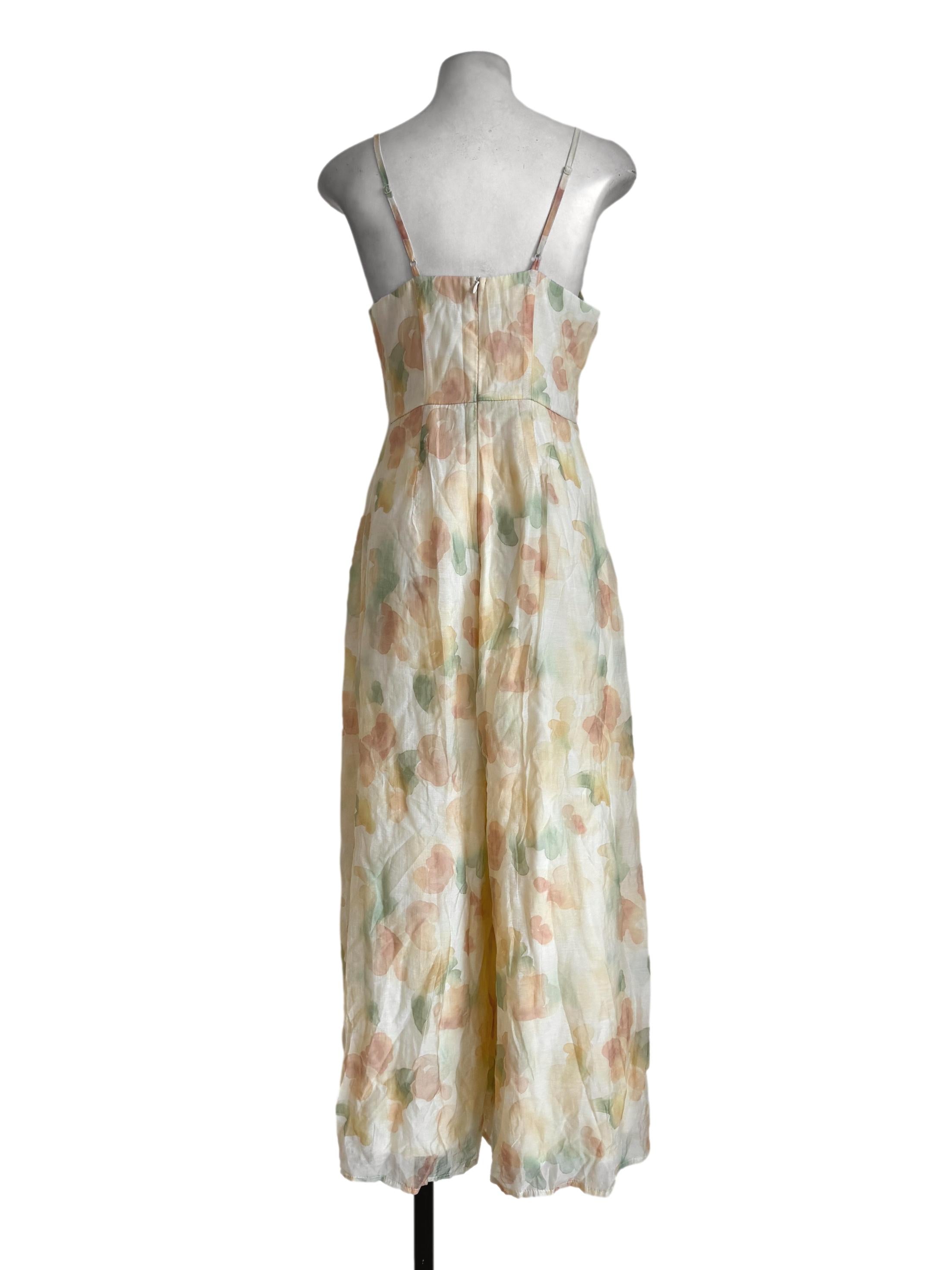 Pastel Yellow Abstract Print Sleeveless Jumpsuit