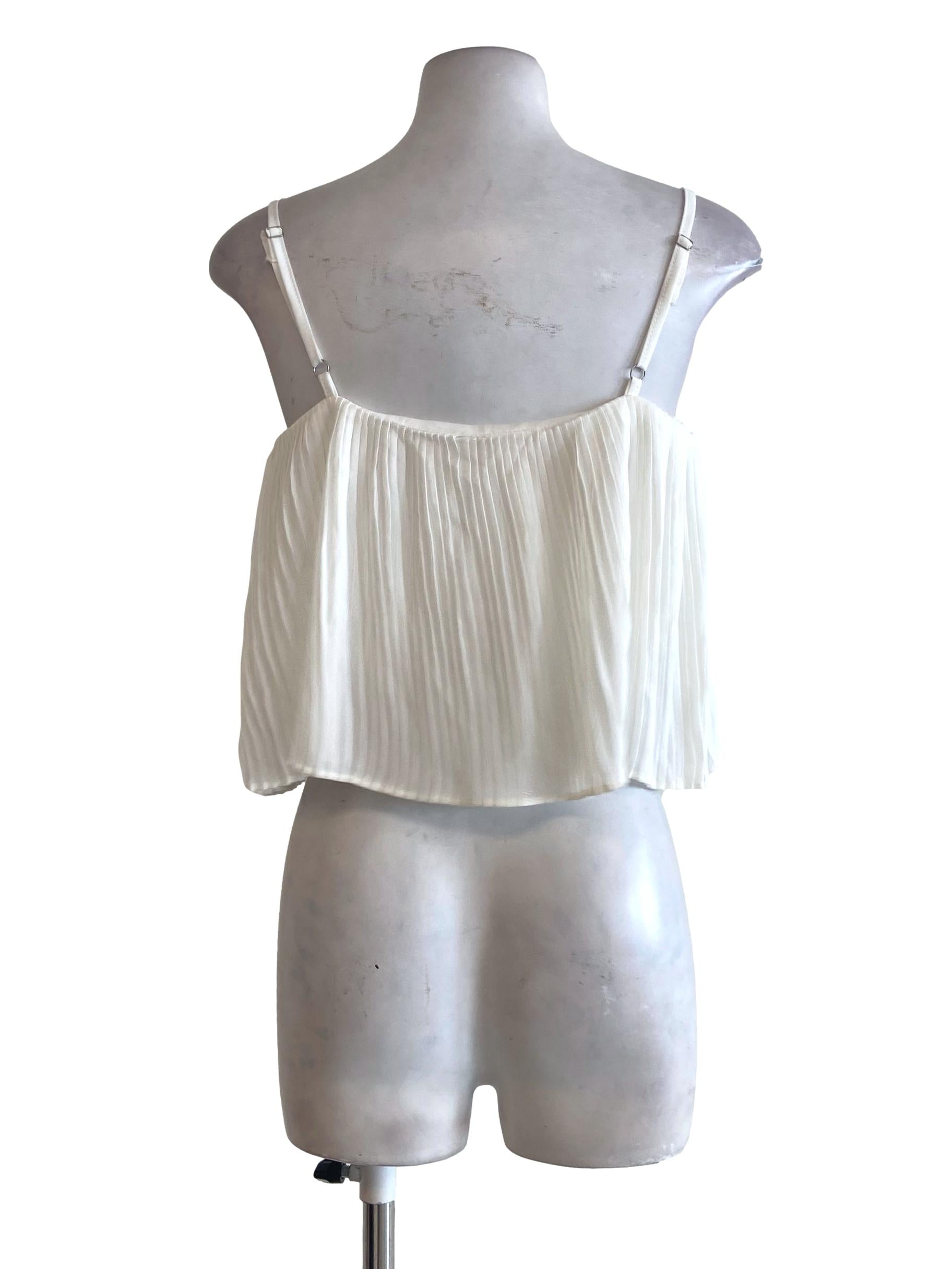 White Accordion Crop Blouse