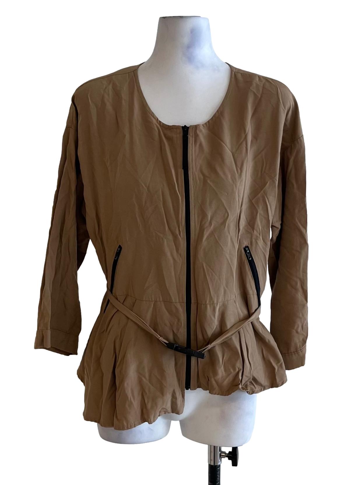 Beige Zip Up Blouse