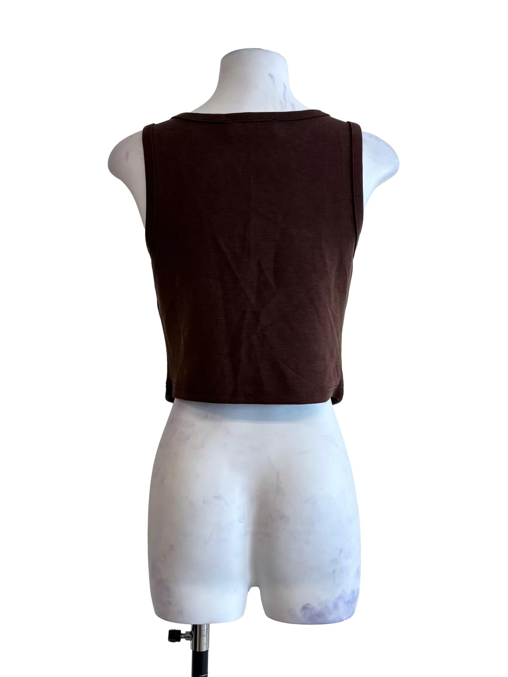 Walnut Brown Square Neck Tank Top