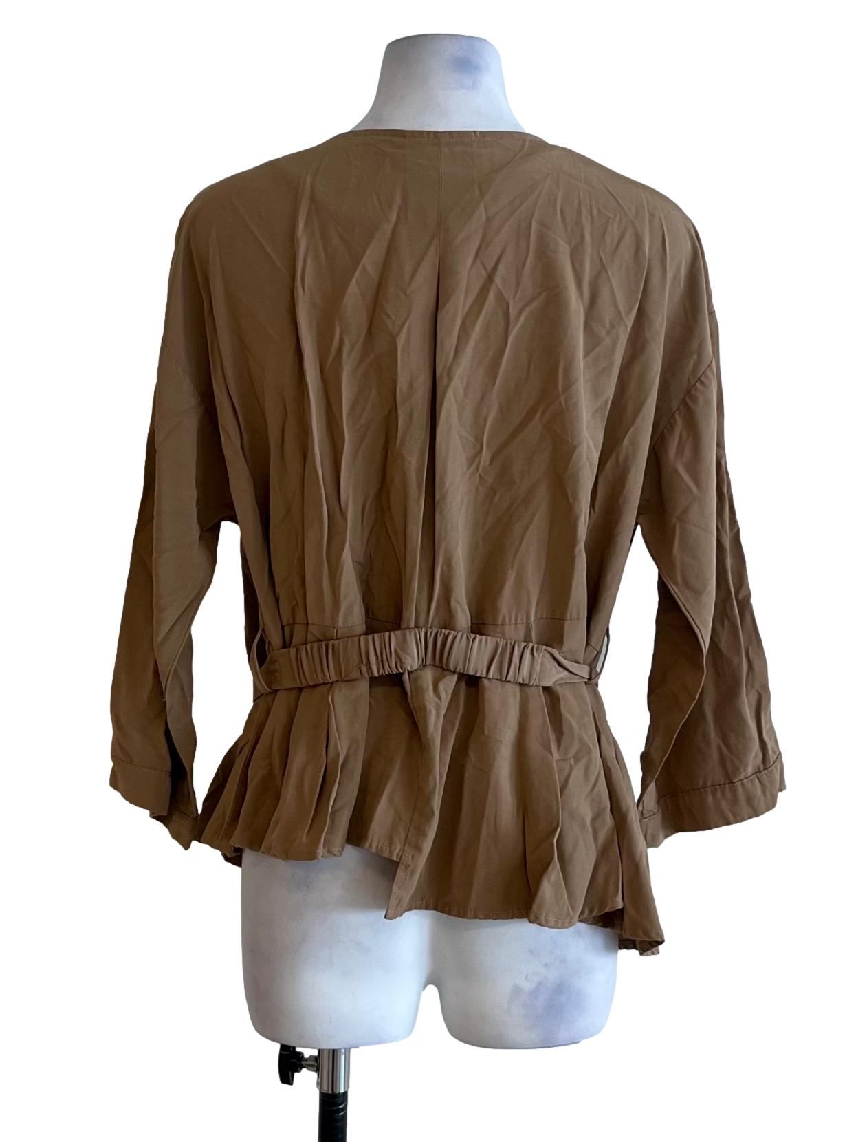 Beige Zip Up Blouse