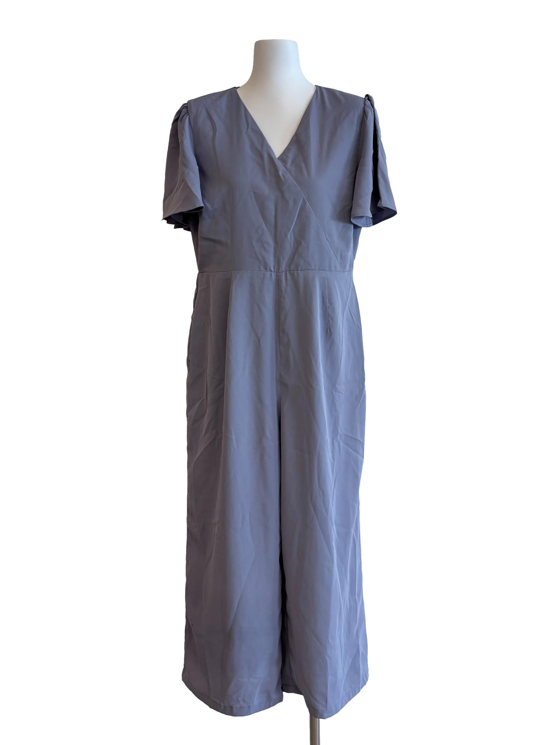 Lavender V-Neck Short Sleeve Jumpsuit