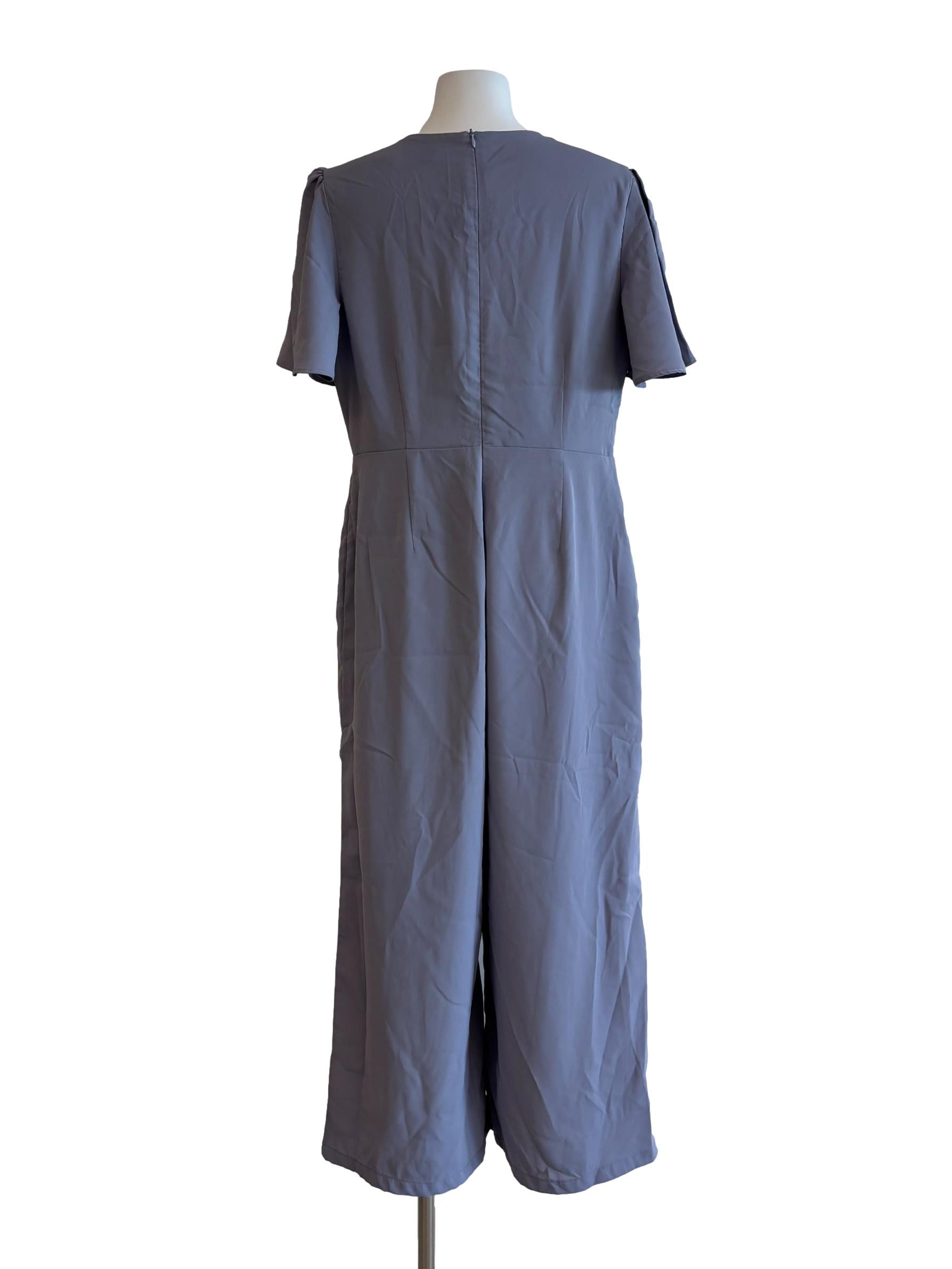 Lavender V-Neck Short Sleeve Jumpsuit