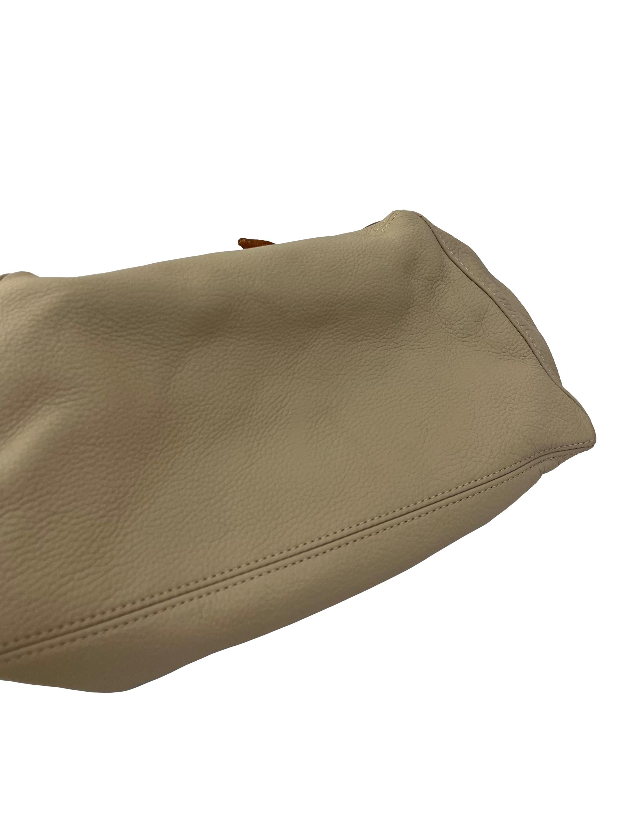 Beige Textured Handbag With Detachable Crossbody Strap