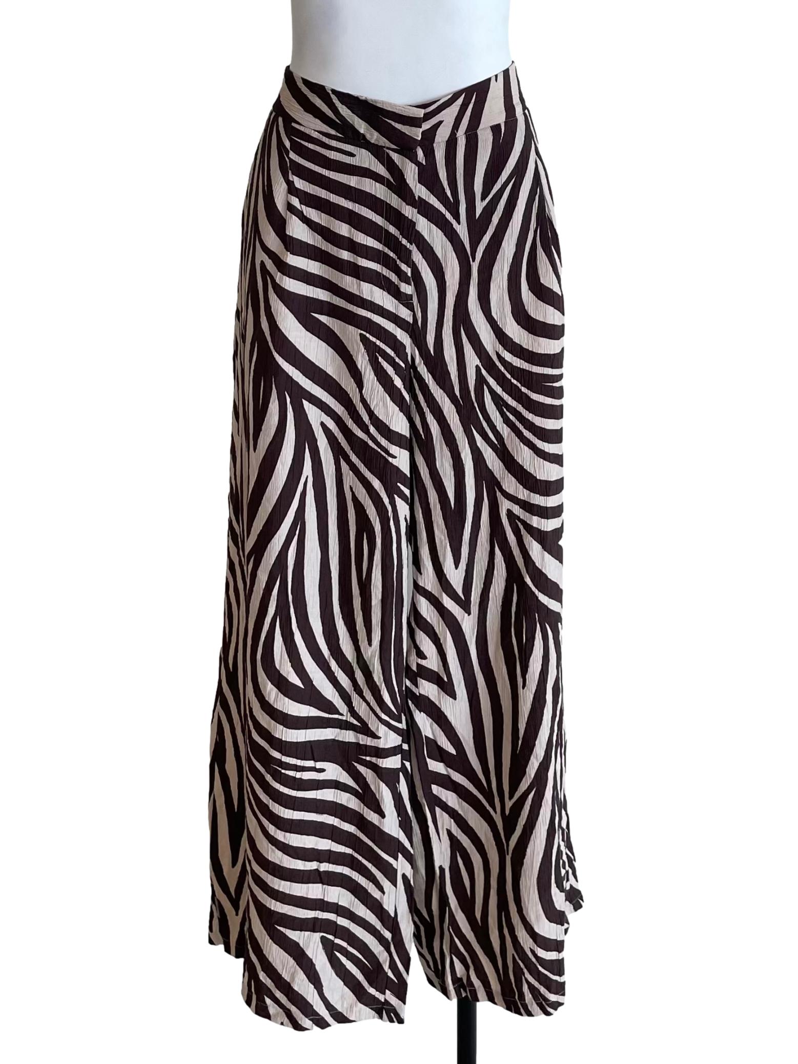 Brown Zebra Print Wide Pants