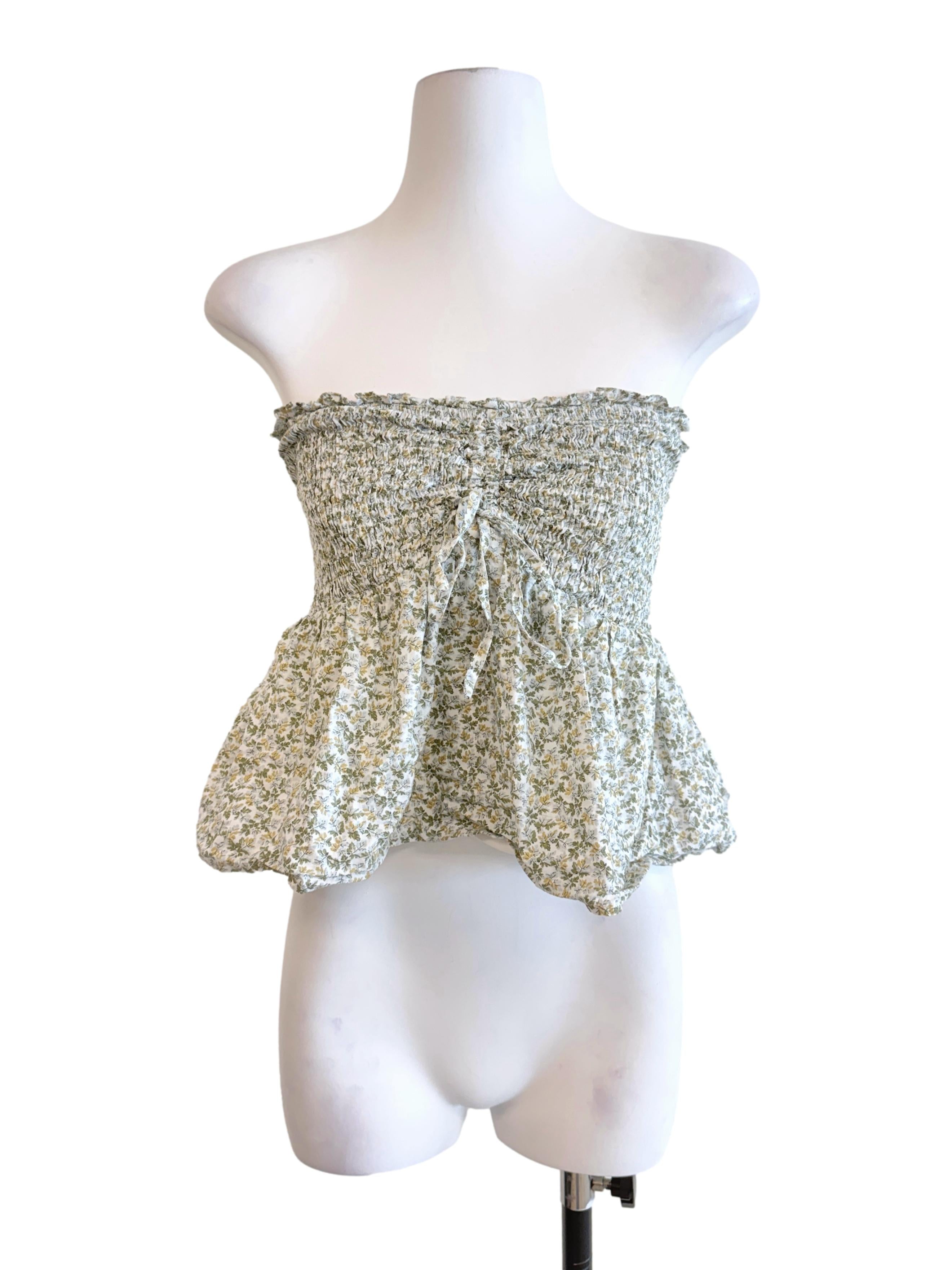 Sage Floral Peplum Top