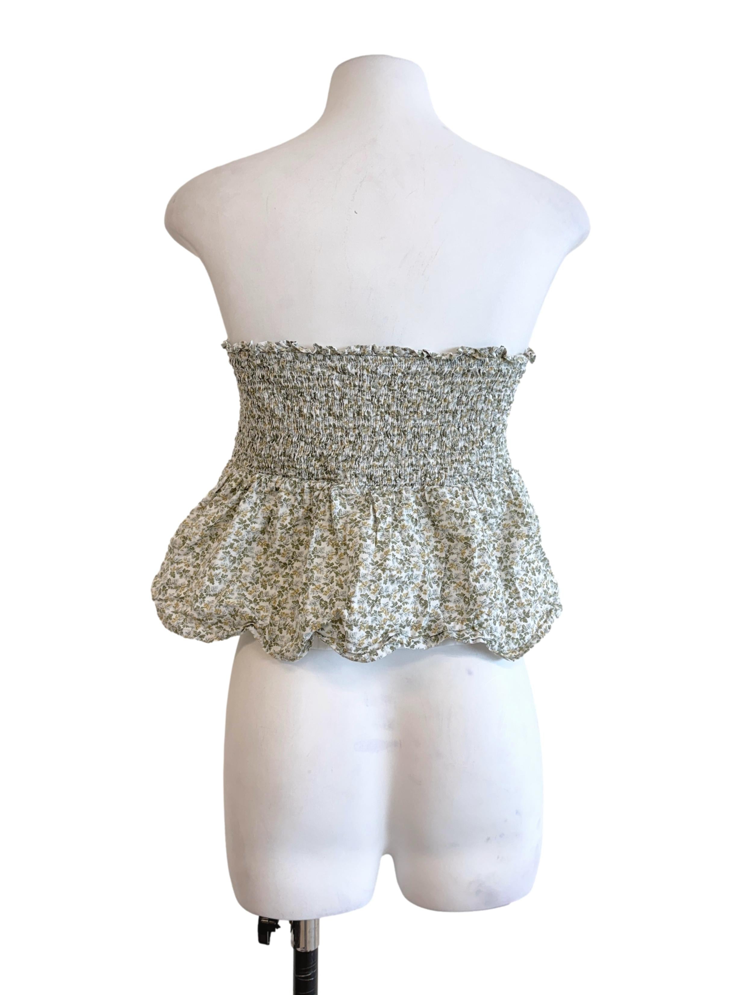 Sage Floral Peplum Top